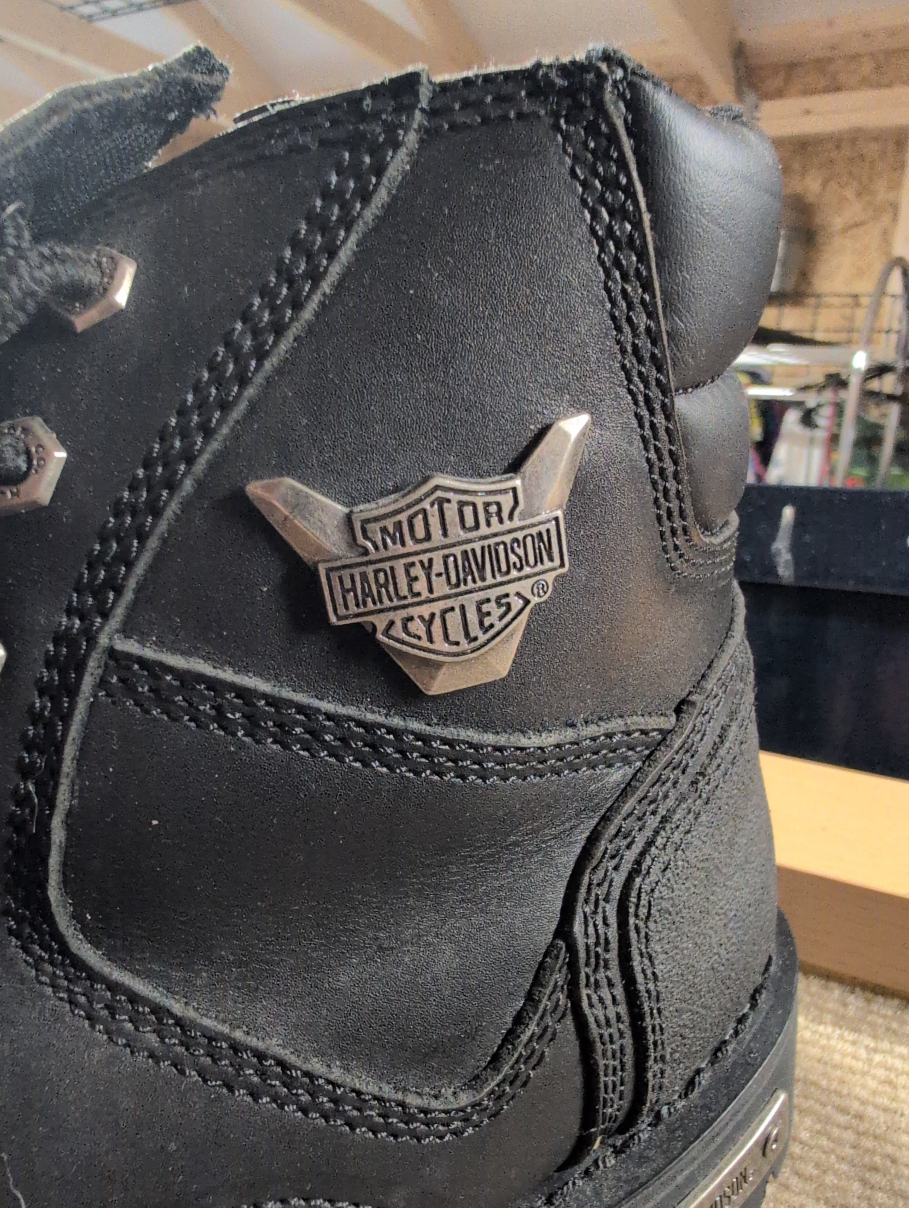 Harley-Davidson Black Leather Motorcycle Boots - Thumbnail 2