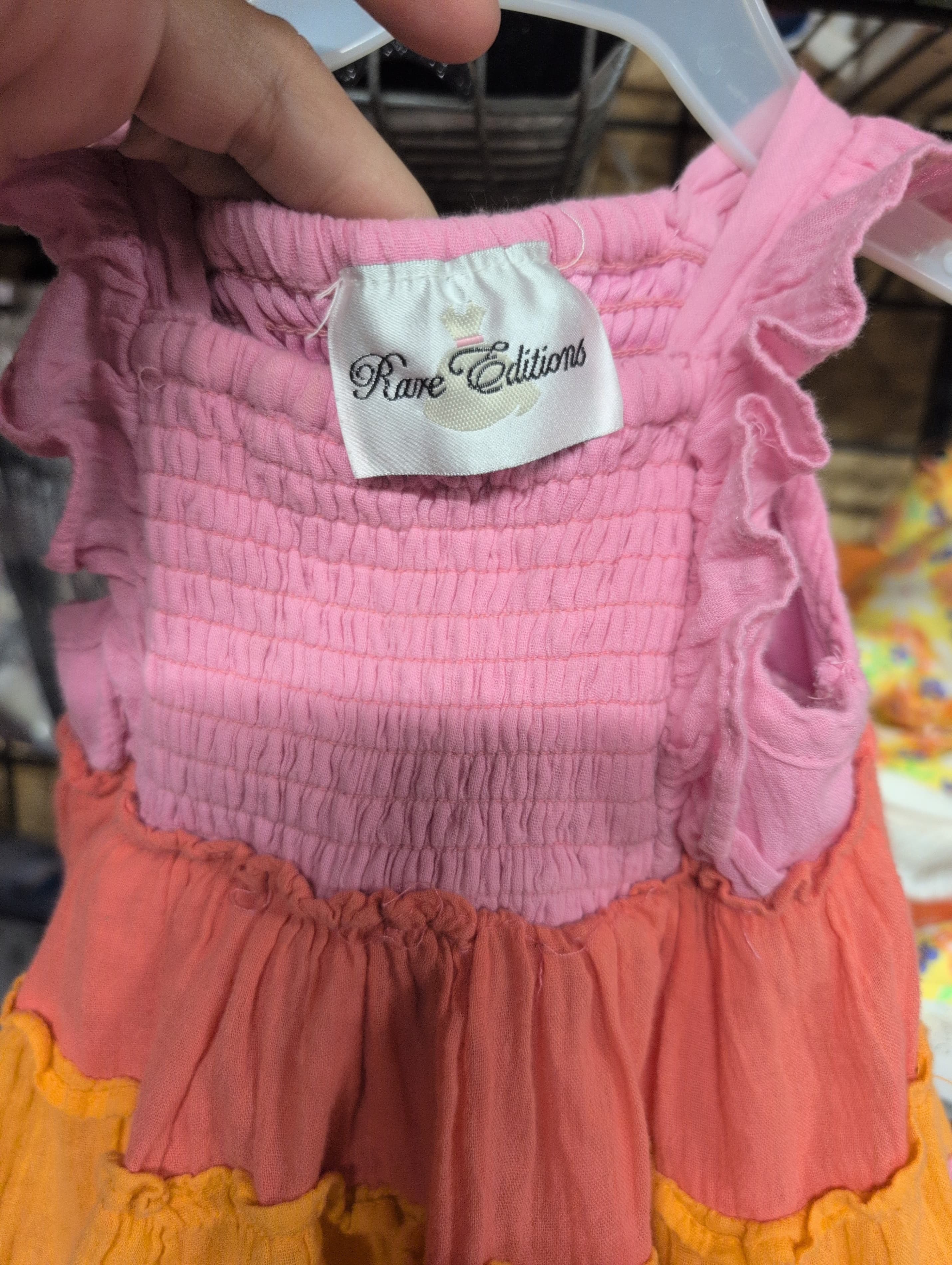 Rare Editions Girls' Sleeveless Dress Pink Orange - Thumbnail 2