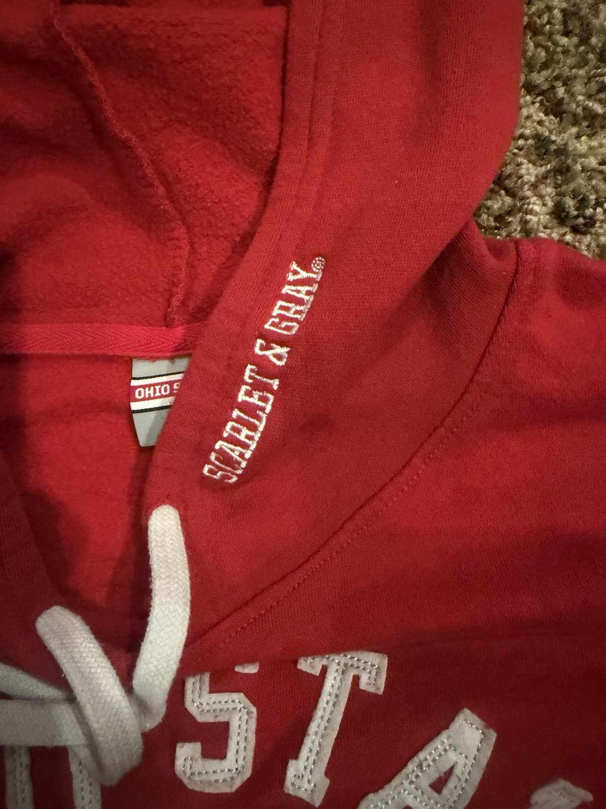Ohio State Buckeyes Scarlet & Gray Sweatshirt Hoodie Womens Size L Red Logo - Thumbnail 5