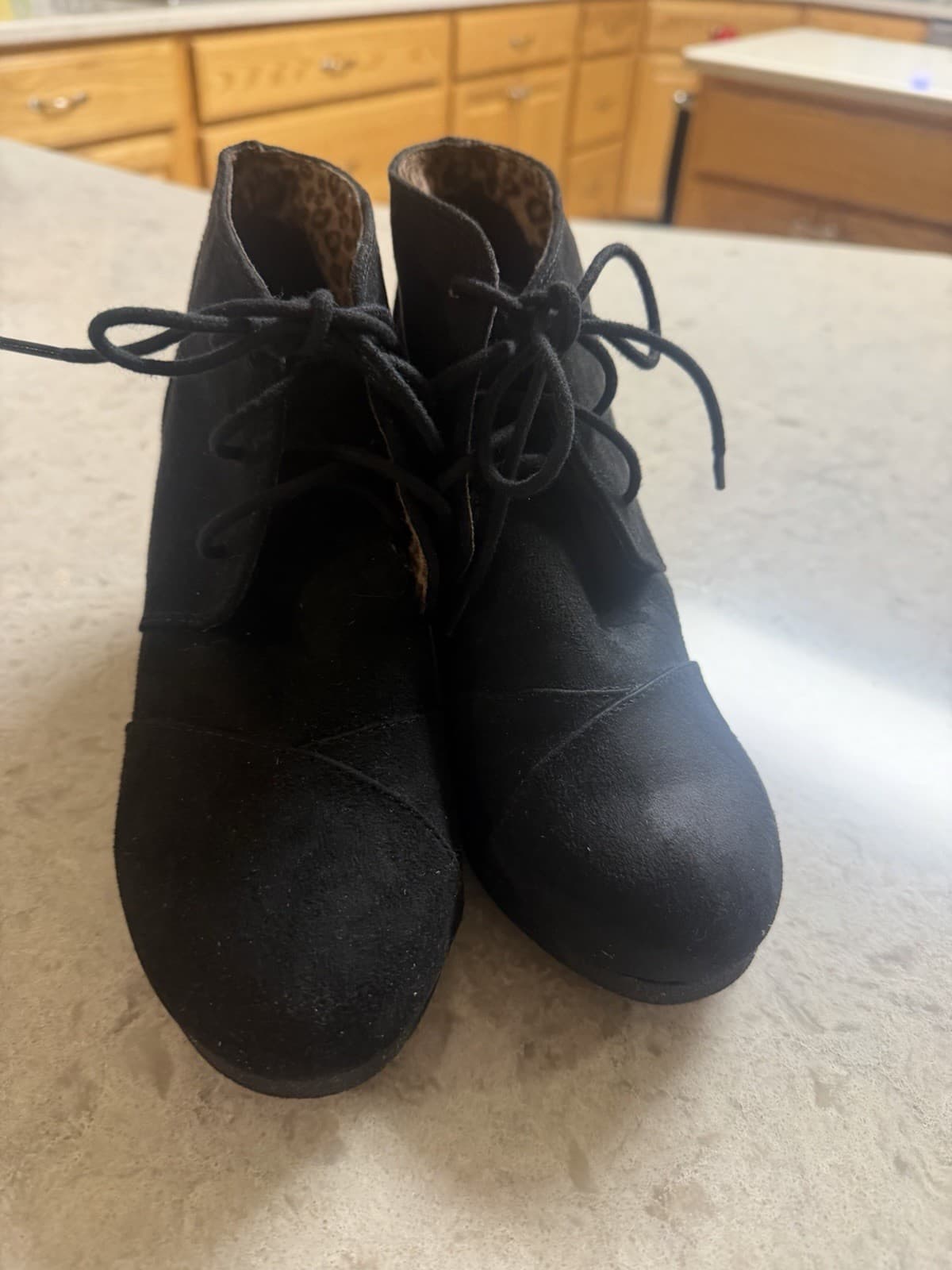 Cityclassified black tie wedge shoes boots womens' 8.5 - Thumbnail 6