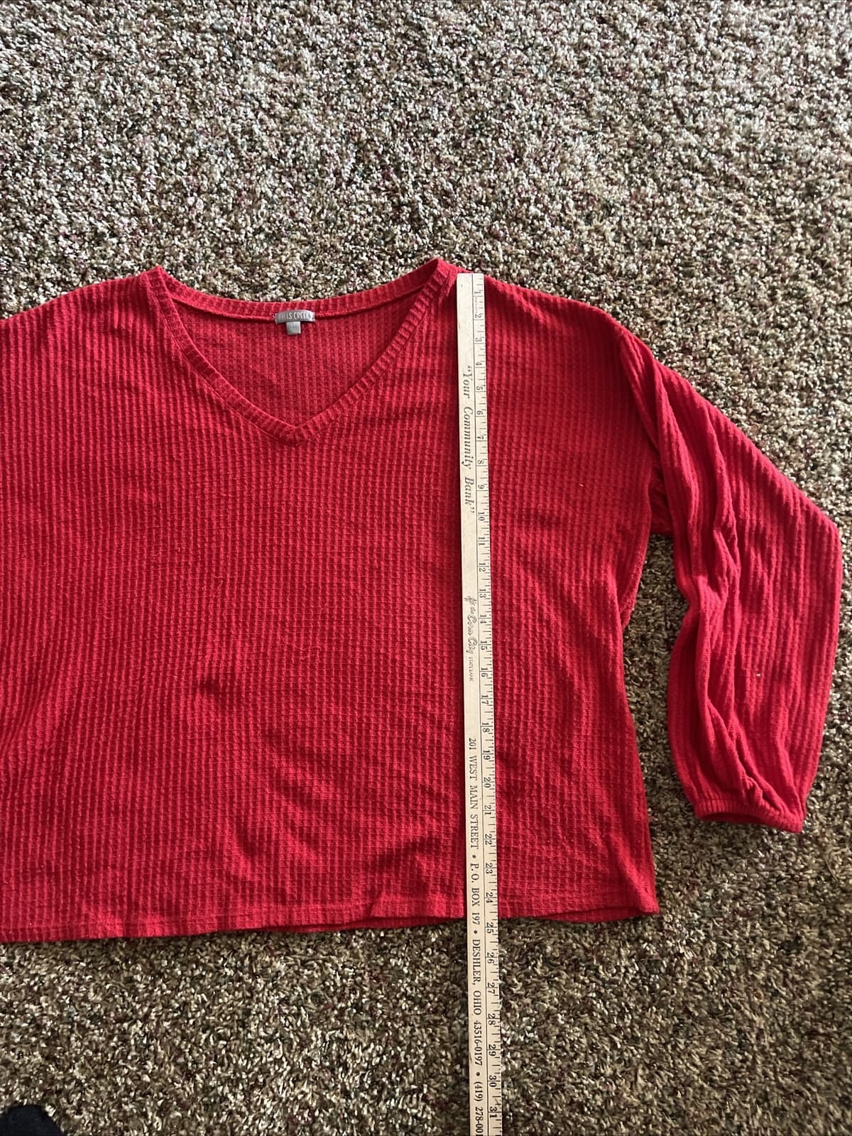 Falls Creek Red Long Sleeve V-neck 2x - Thumbnail 3