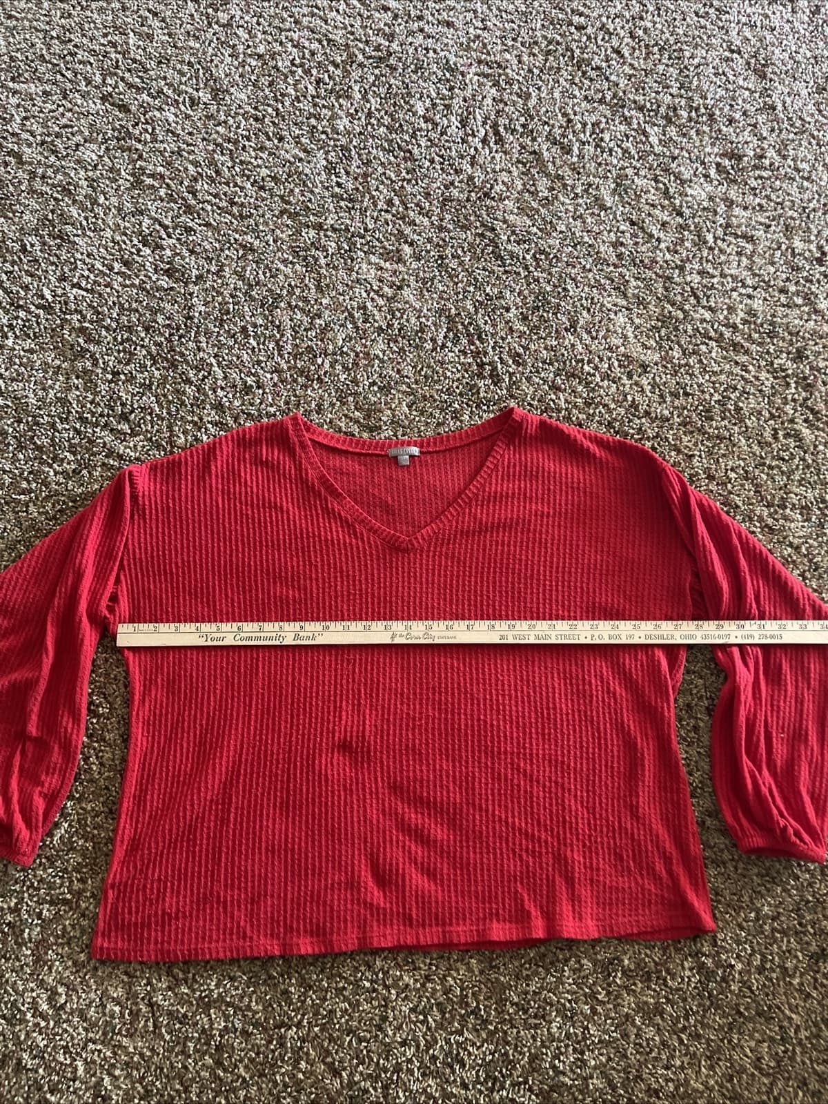 Falls Creek Red Long Sleeve V-neck 2x - Thumbnail 2