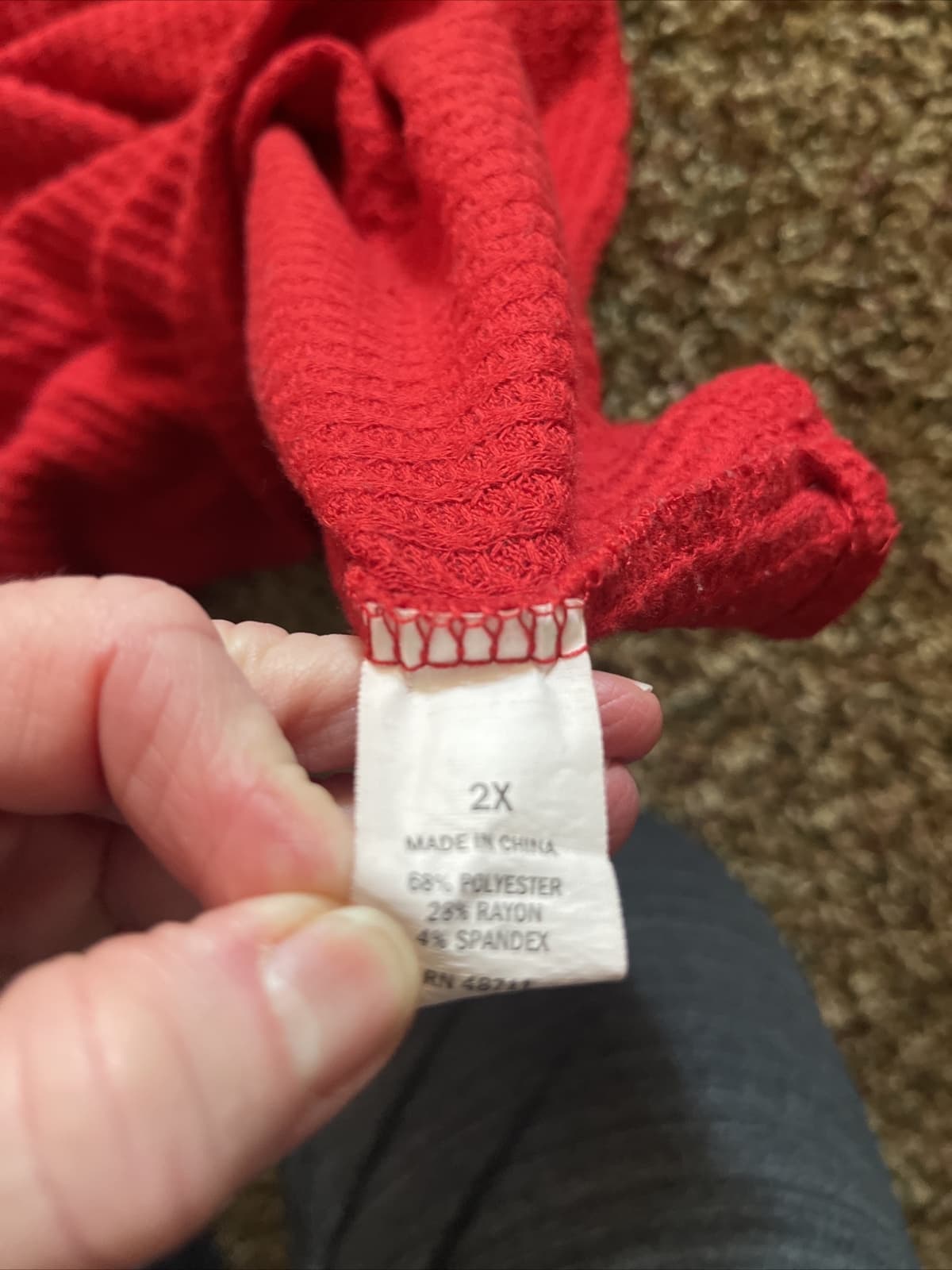 Falls Creek Red Long Sleeve V-neck 2x - Thumbnail 7
