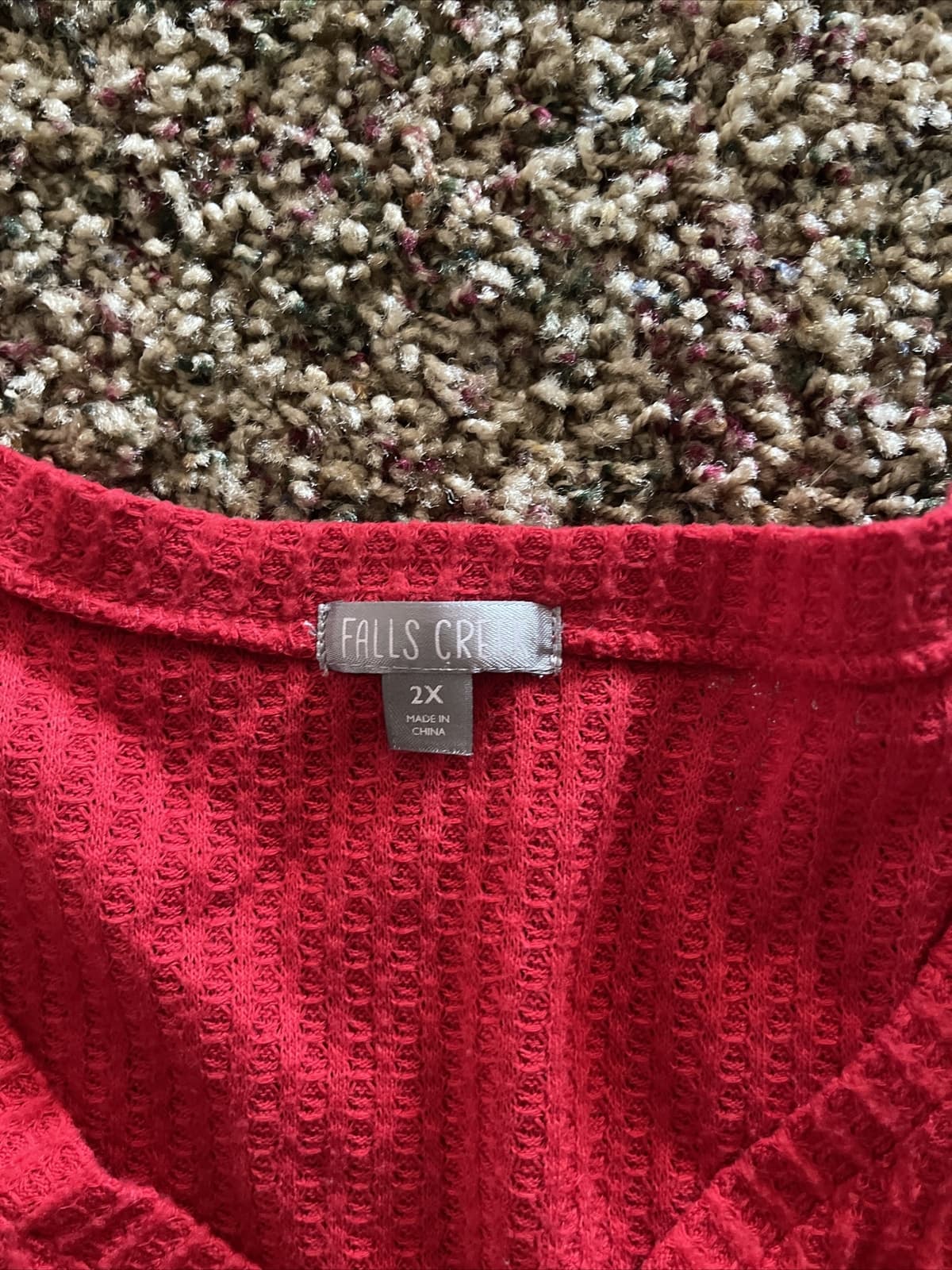 Falls Creek Red Long Sleeve V-neck 2x - Thumbnail 6