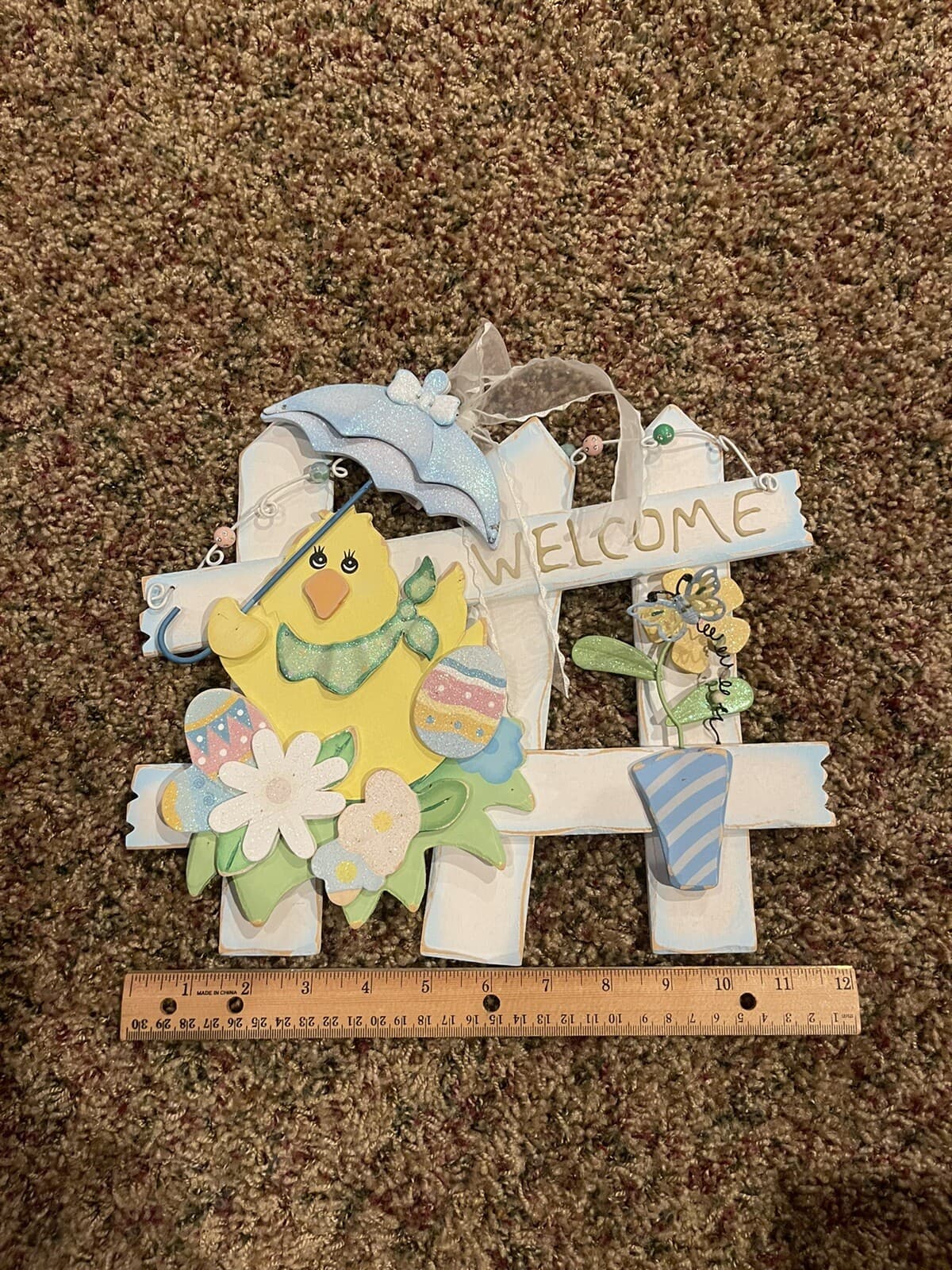 Easter chick white fence wall decoration - Thumbnail 2