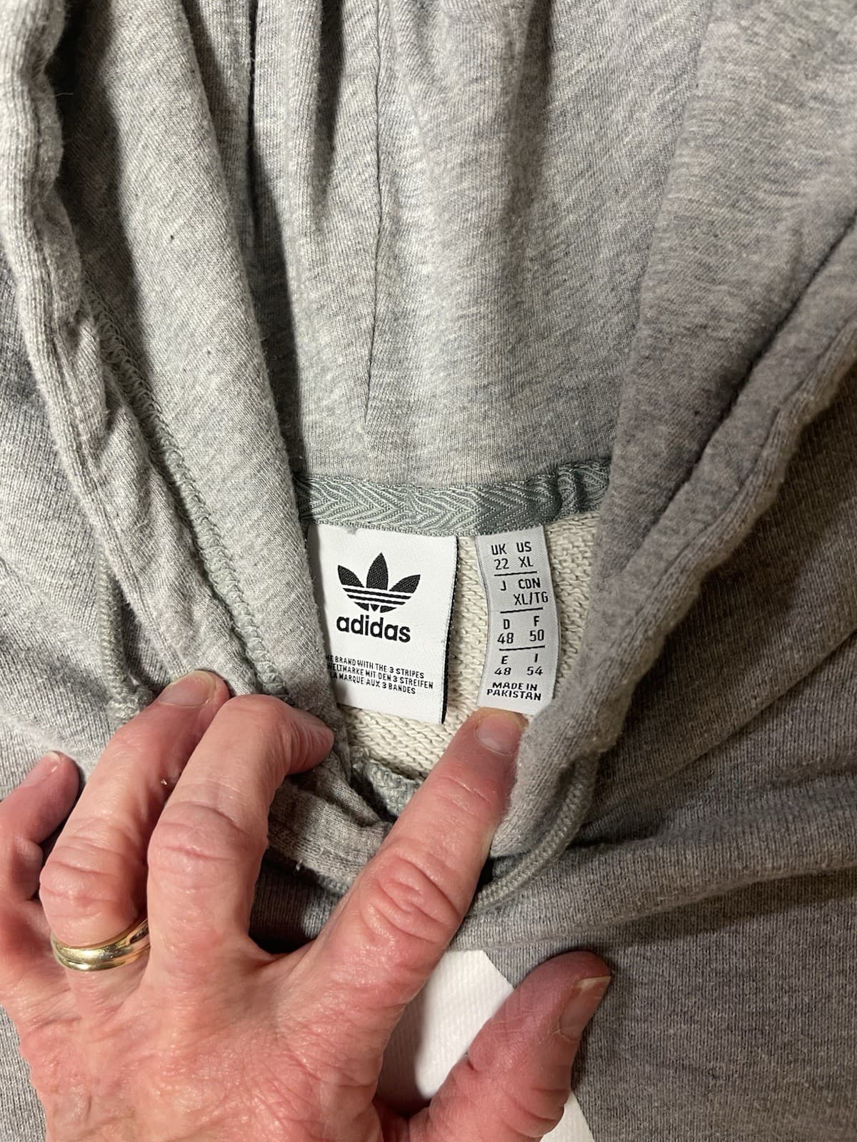 Adidas gray hooded sweatshirt womens' XL - Thumbnail 2