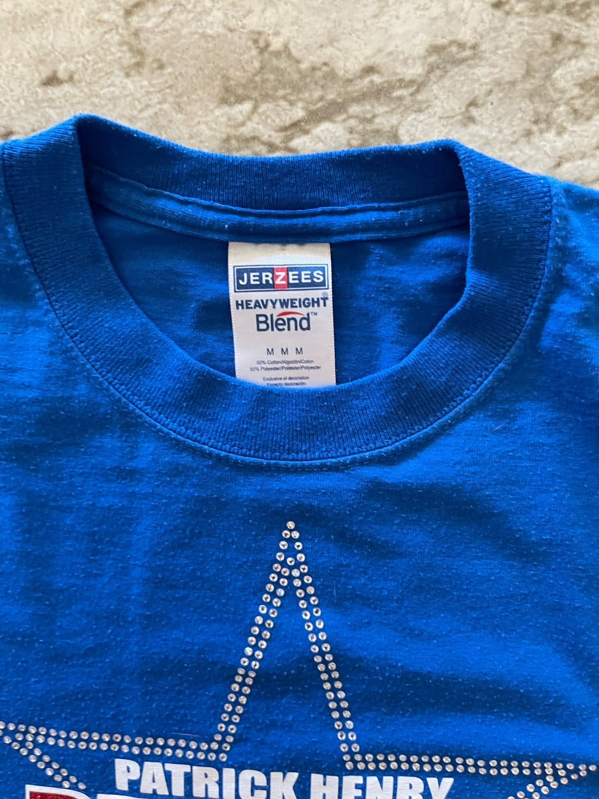 Patrick Henry Patriots Cheer Mom royal blue glitter star Tshirt Med - Thumbnail 3