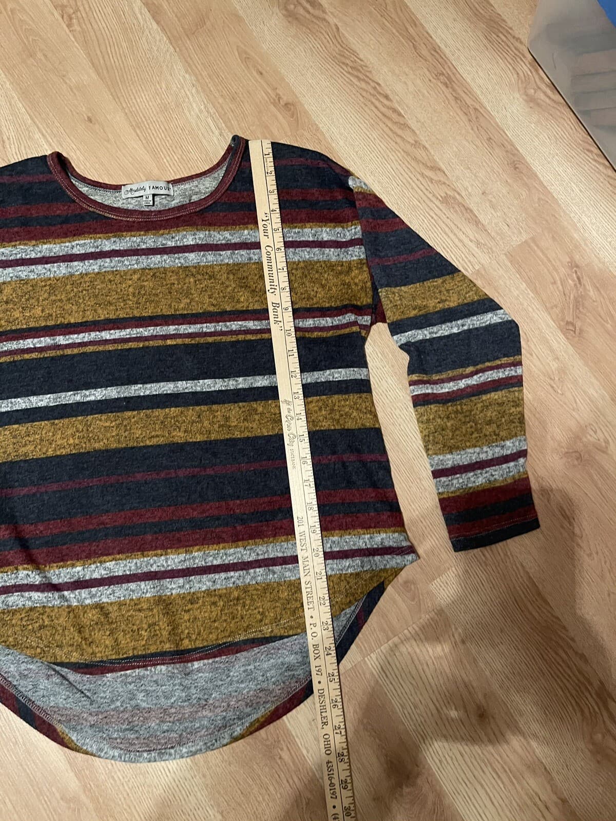 Absolutely Famous striped top Womens’ medium, Burgandy, Yellow, Blue - Thumbnail 5