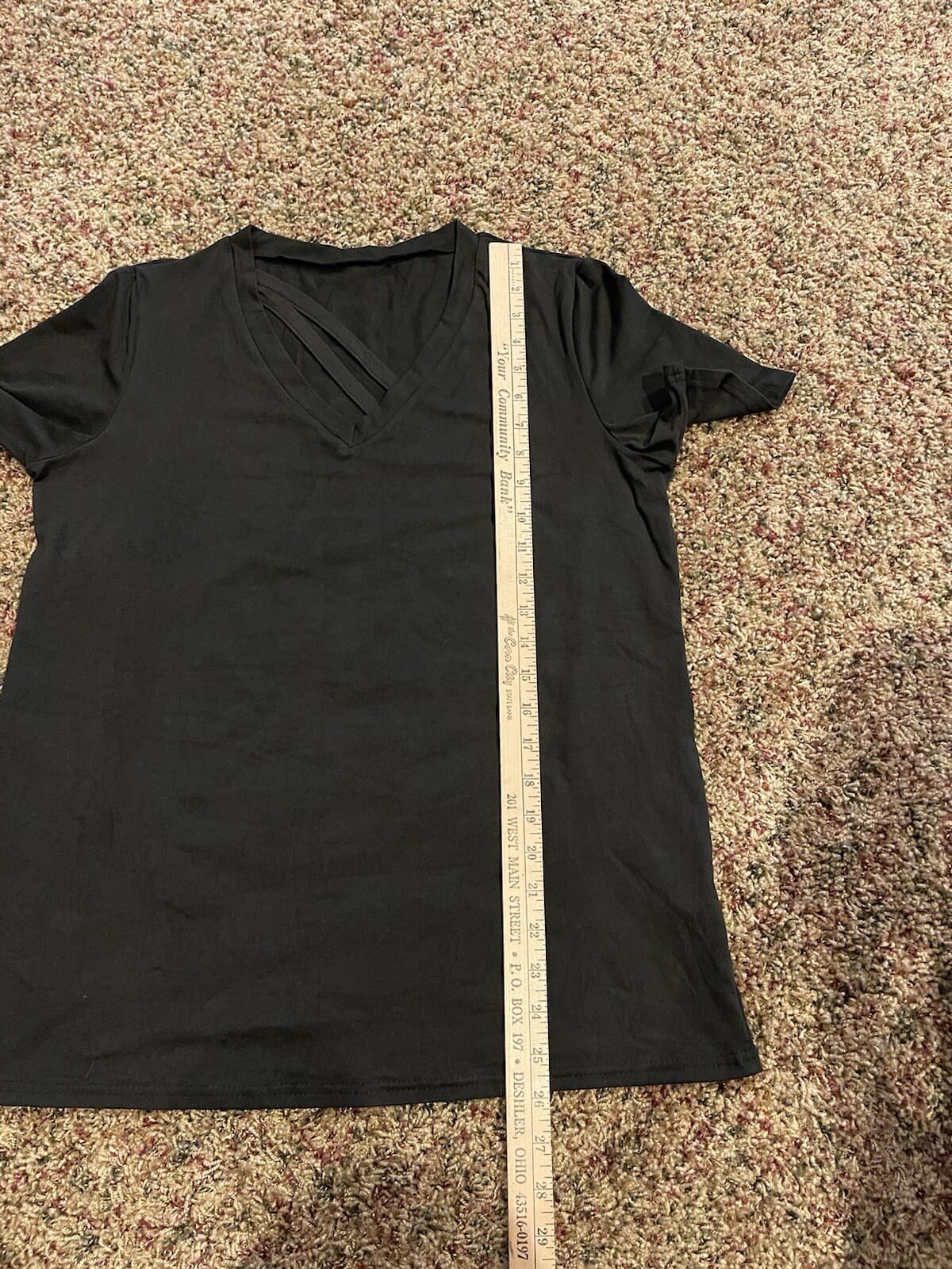Shein black short sleeve strappy v-neck shirt top Large - Thumbnail 3