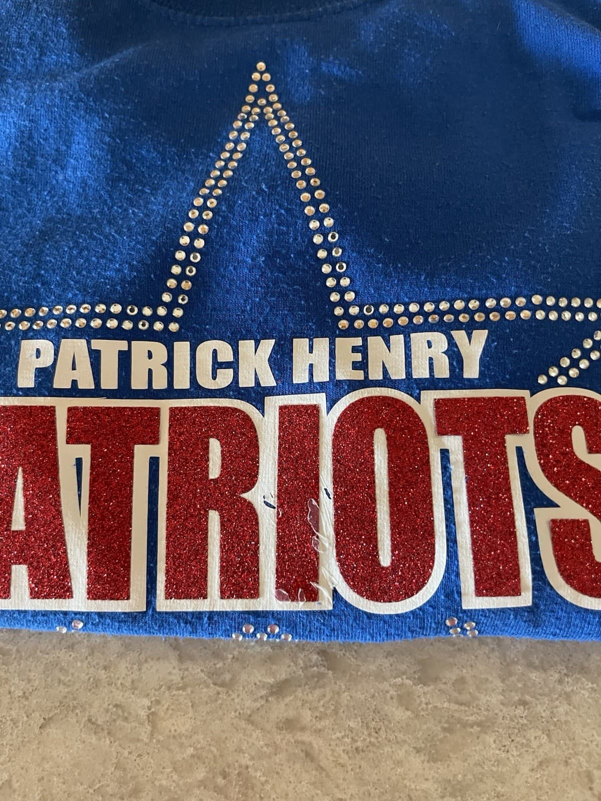 Patrick Henry Patriots Cheer Mom royal blue glitter star Tshirt Med - Thumbnail 4