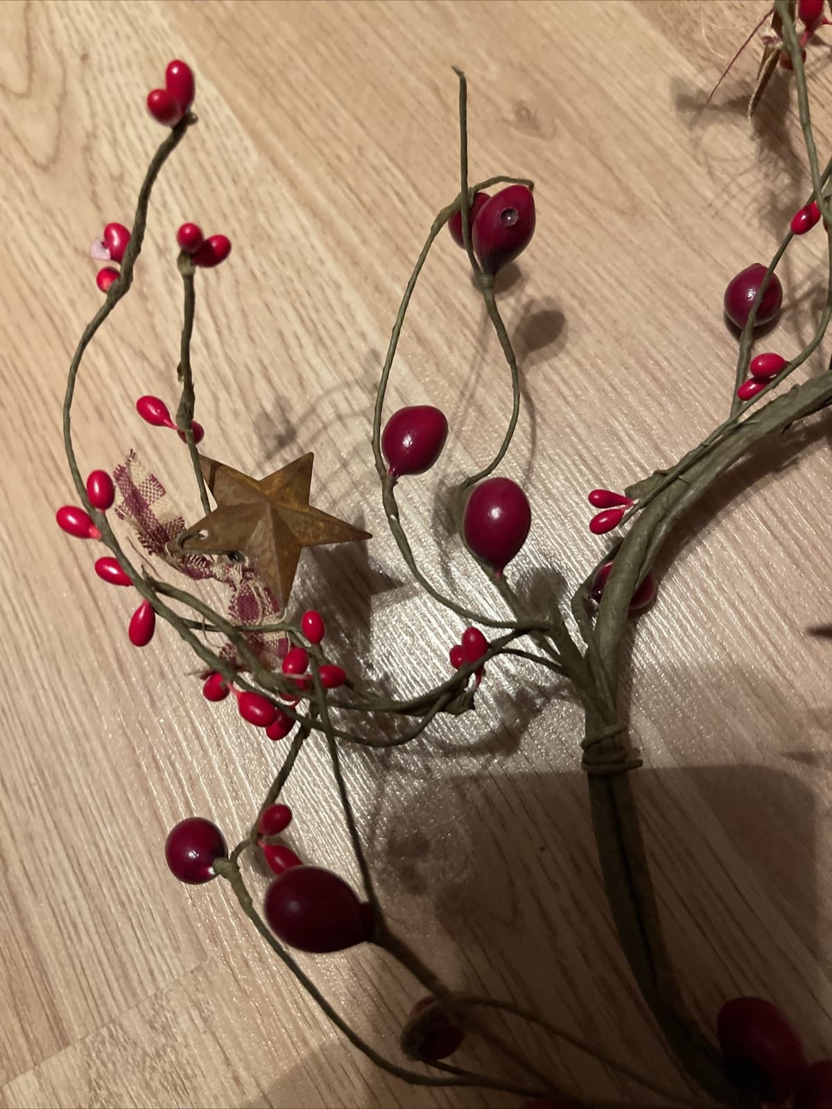 Pit Berry star circle wreath candle accent Red - Thumbnail 2