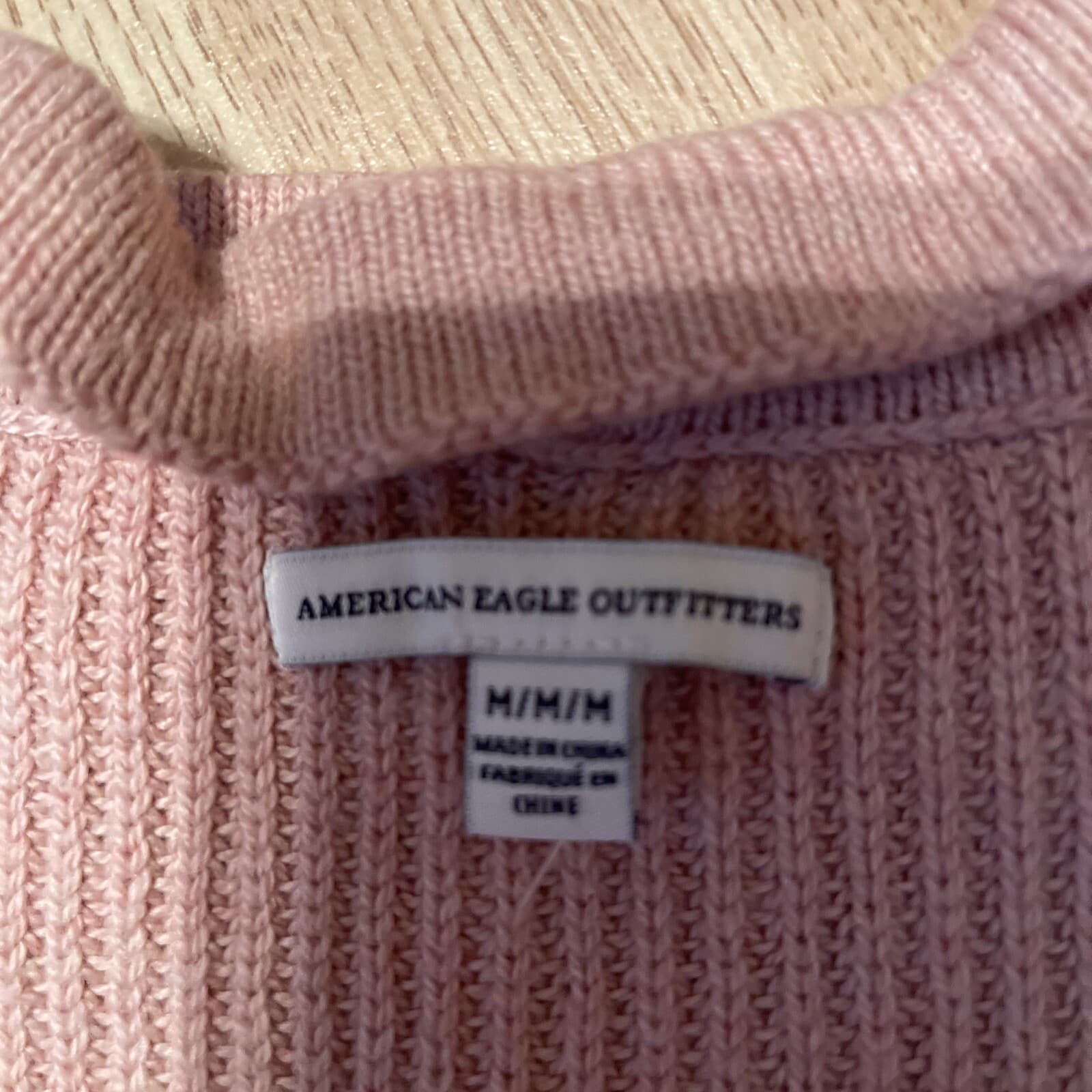 American Eagle womens sweater dusty rose pink neck strap Med. - Thumbnail 3