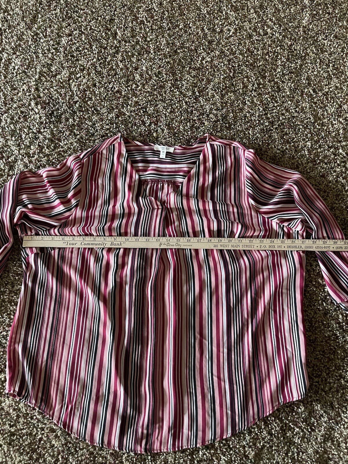 Como Blu womens stripe blouse 2X red black pink white - Thumbnail 3