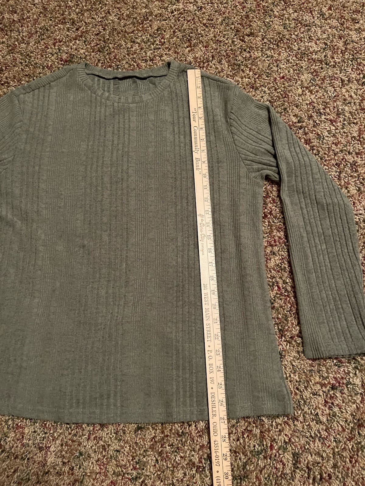 Shein Olive Green round neck long sleeve shirt Large - Thumbnail 3