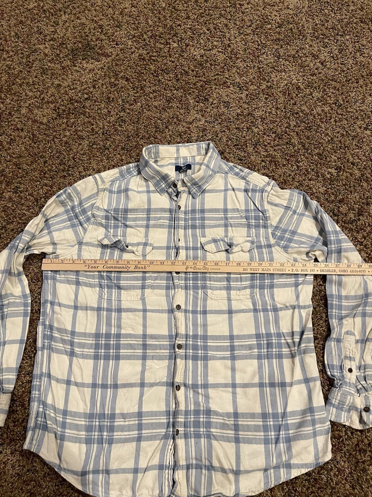 George Men's plaid flannel white light blue 2XLT (50-52) - Thumbnail 2