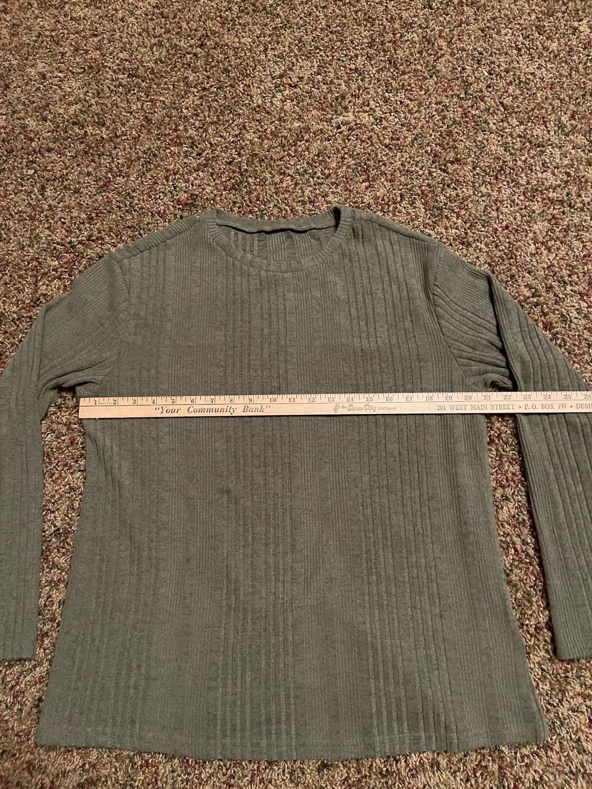Shein Olive Green round neck long sleeve shirt Large - Thumbnail 2