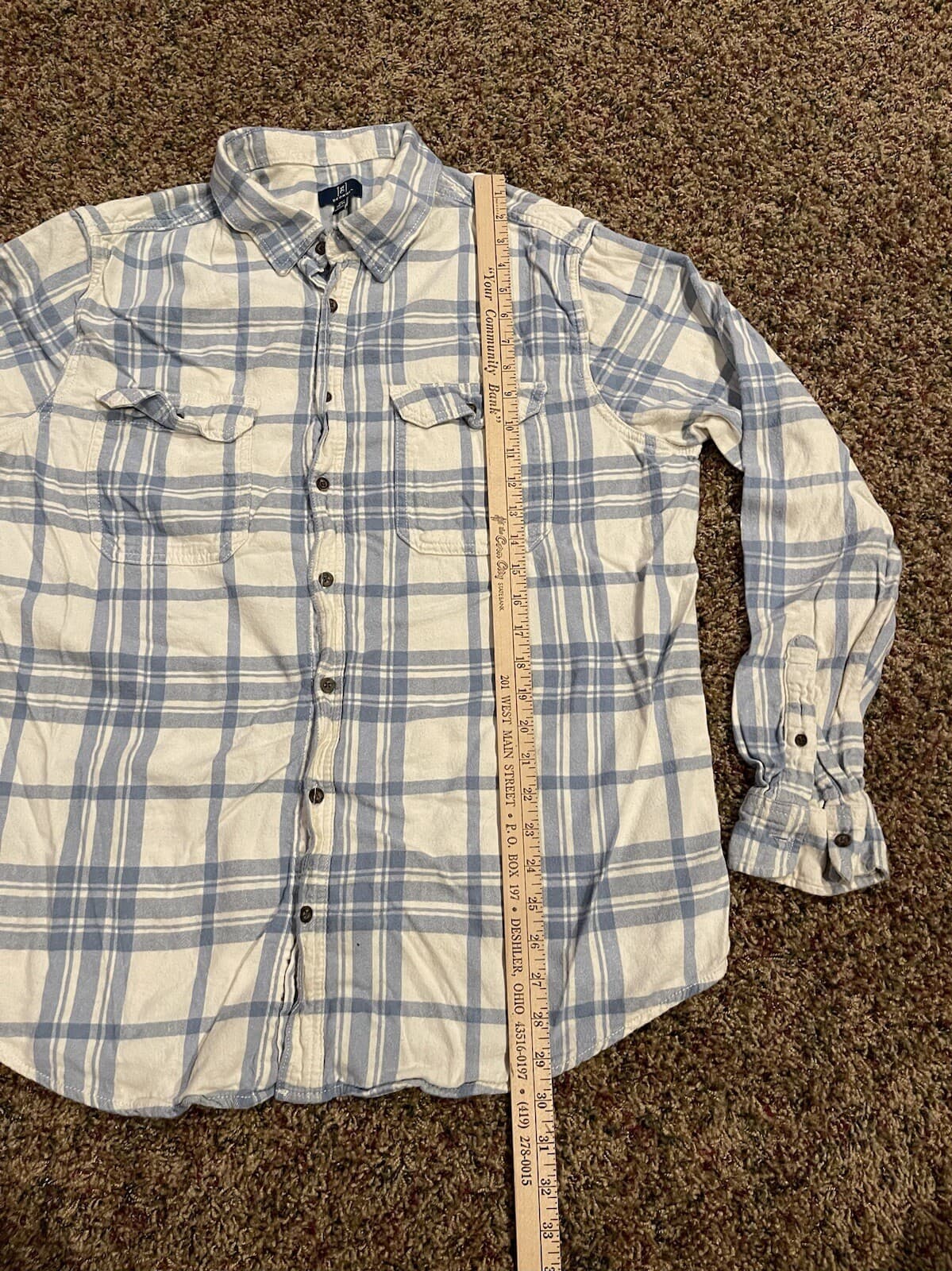 George Men's plaid flannel white light blue 2XLT (50-52) - Thumbnail 4
