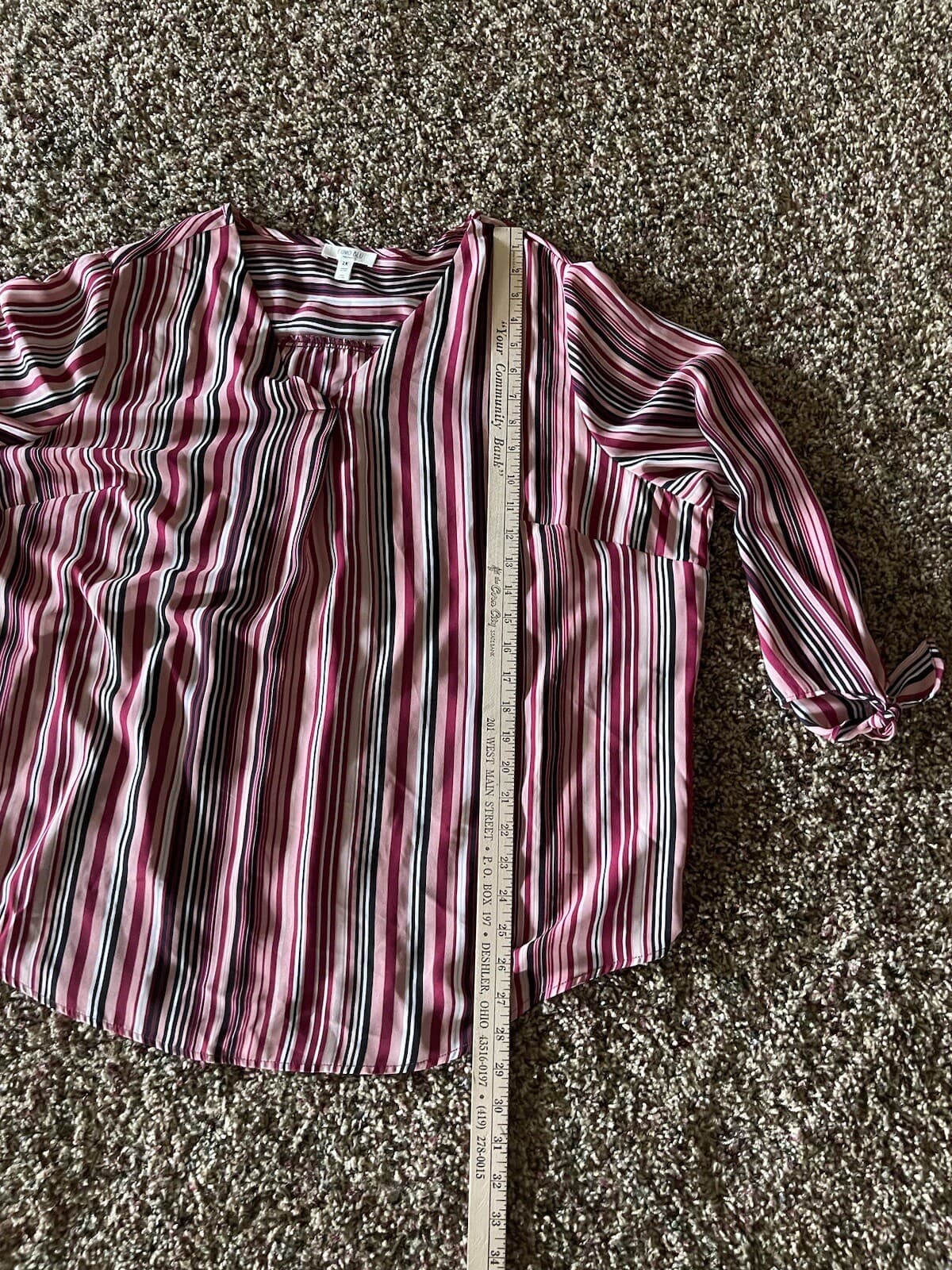 Como Blu womens stripe blouse 2X red black pink white - Thumbnail 4