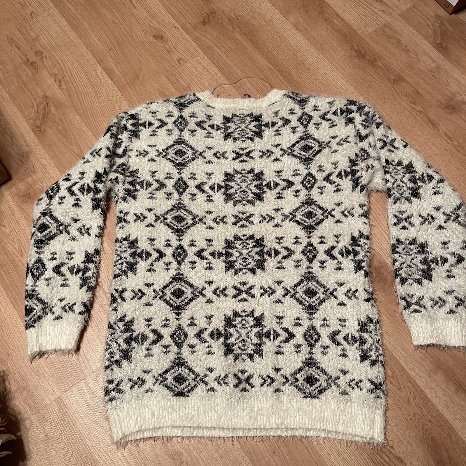 Massini black white sweater womens L - Thumbnail 2