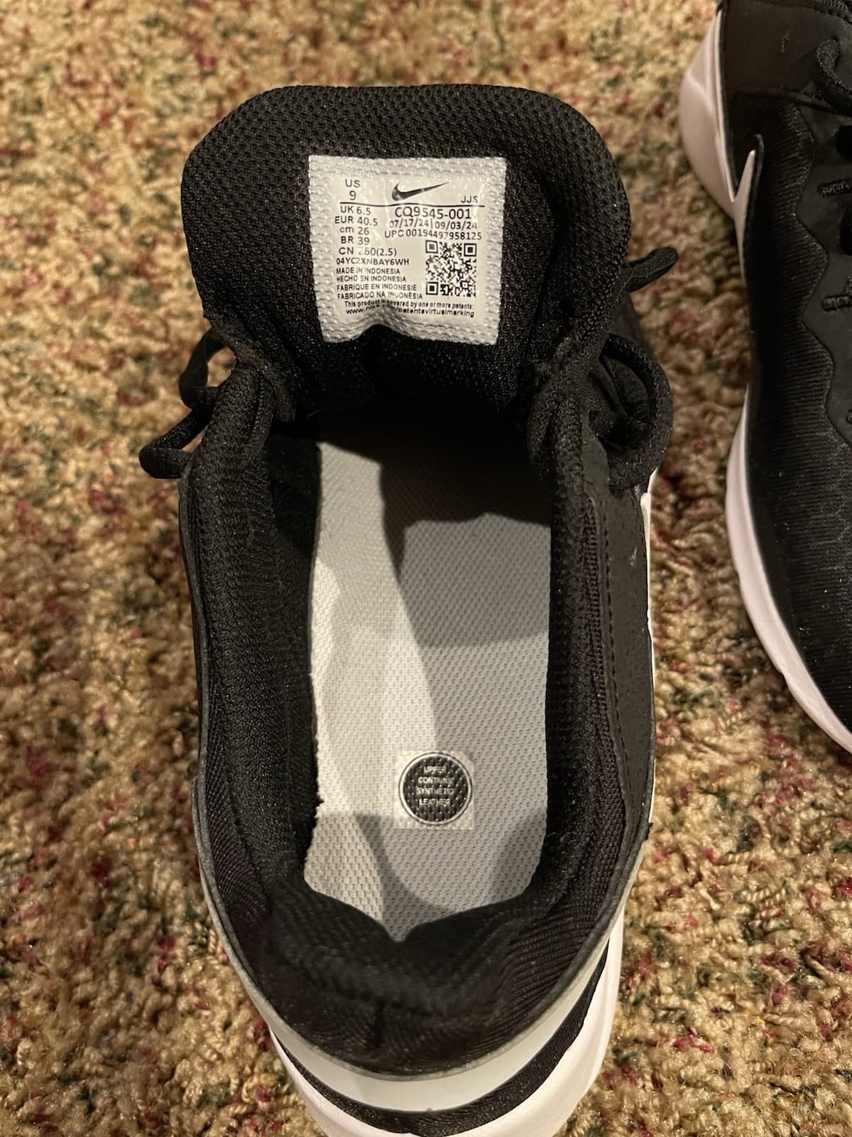 Size 9 Womens - Nike Legend Essential 2 Black White - Thumbnail 5