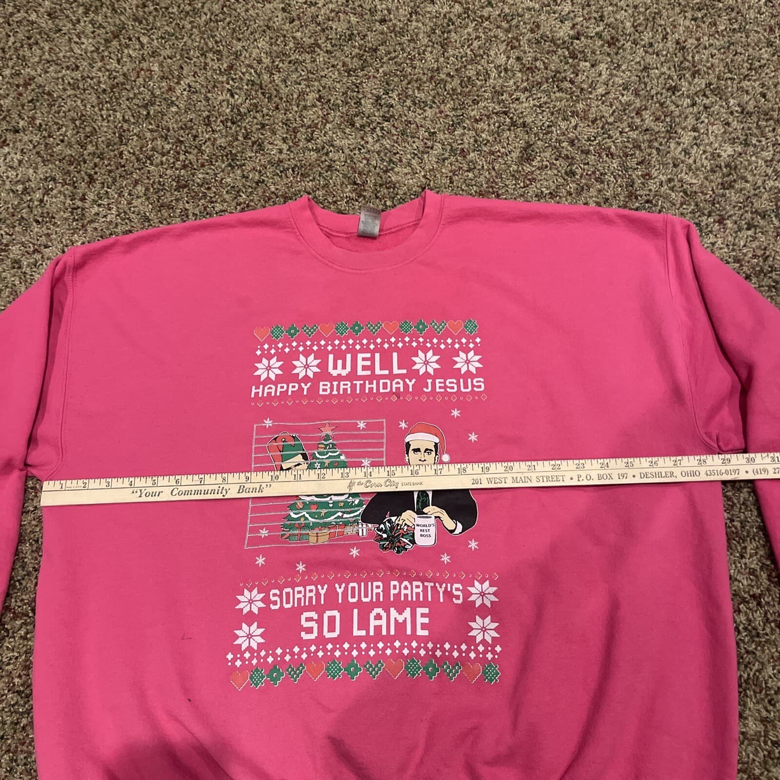 Gilden The Office Christmas Sweatshirt Pink 3XL - Thumbnail 6