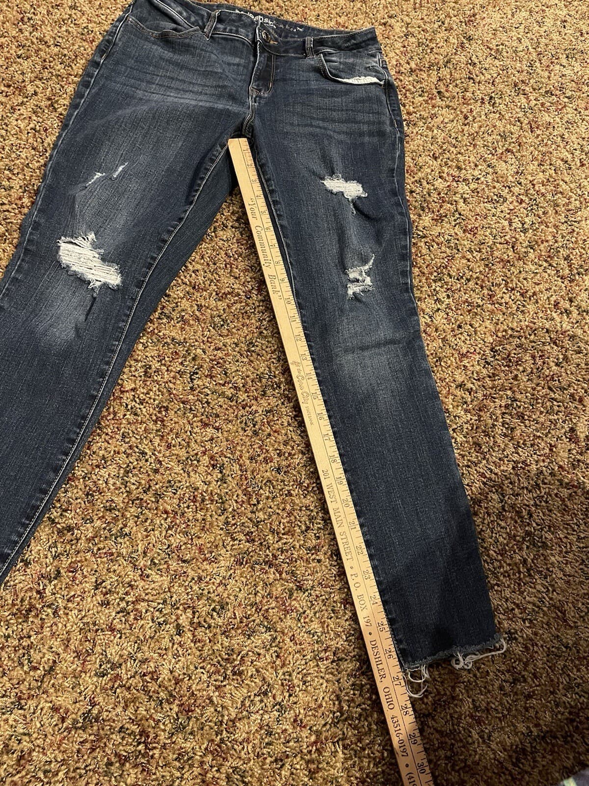 m jeans by maurices mid rise skinny destructed Med. Long - Thumbnail 2