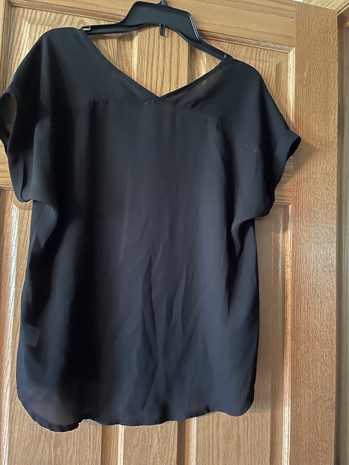 Pink Rose black short sleeve top Large - Thumbnail 2