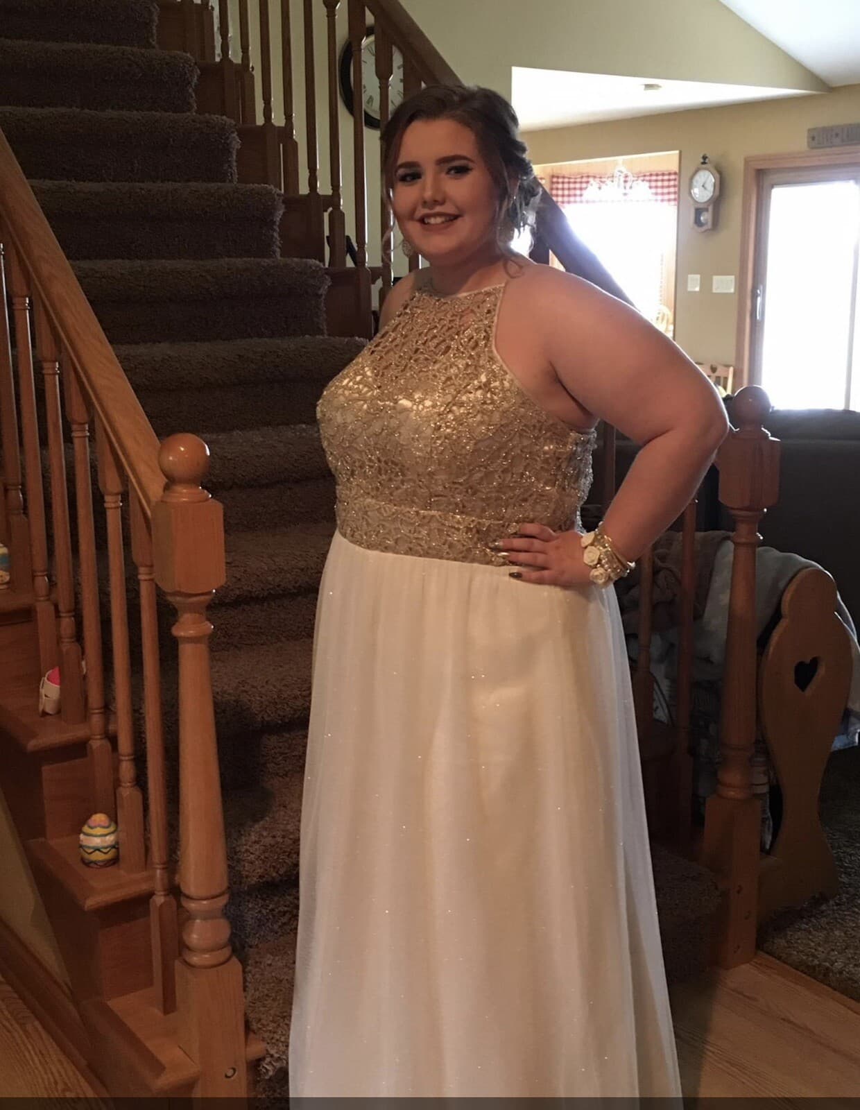 B. Darlin Prom Special Occassion Dress Gold Cream 20/21 - Thumbnail 11