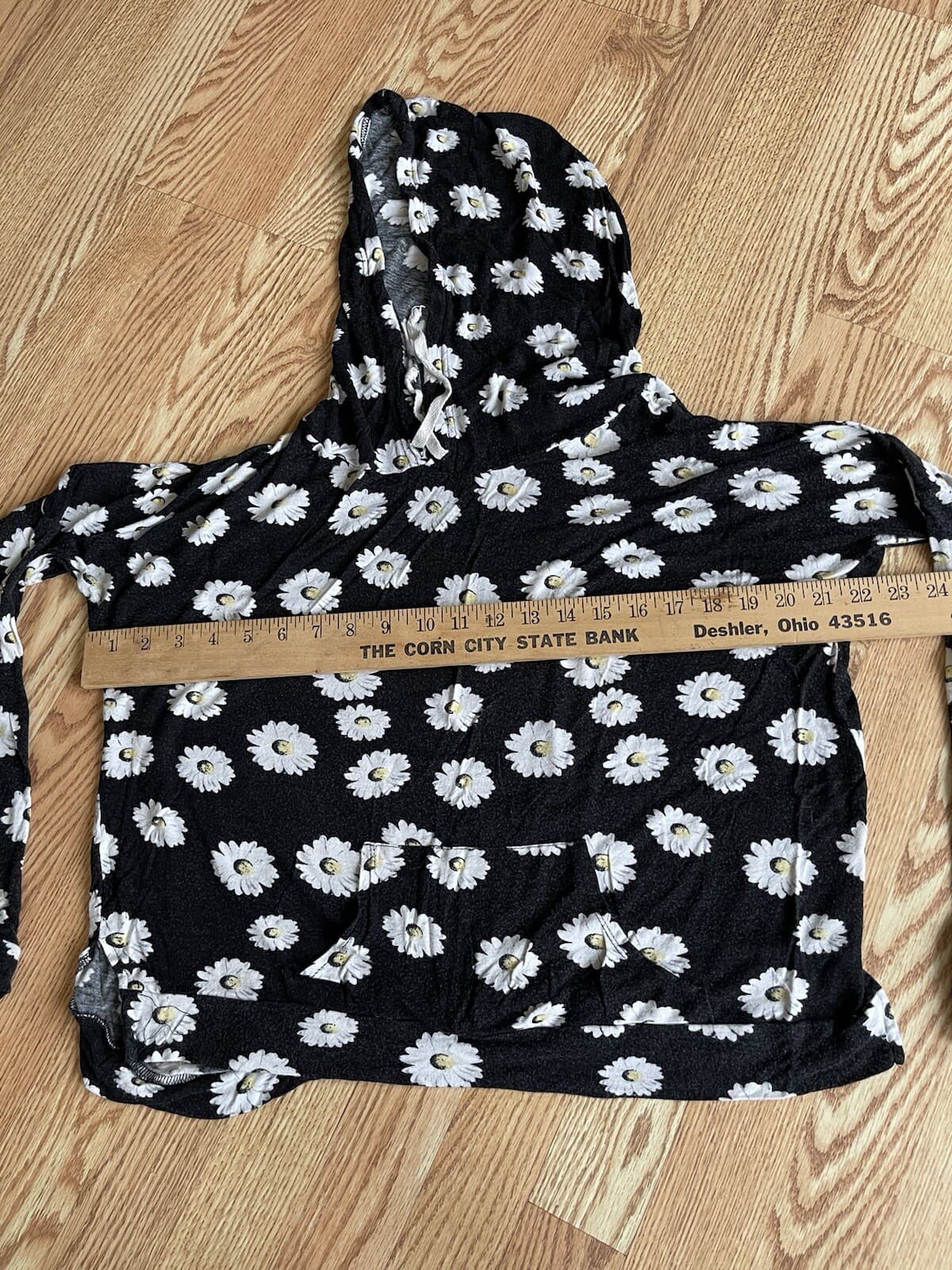 Rue21 black flowered hoodie - Thumbnail 2