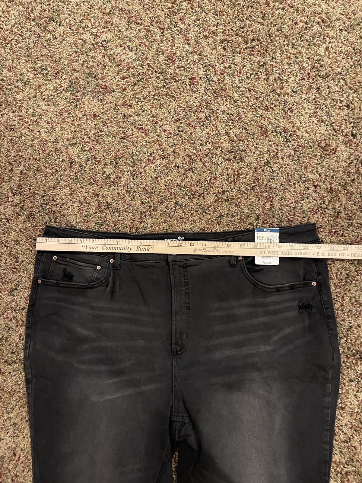 terra & sky womens jeans size 24W black destucted high rise crop NWT - Thumbnail 2