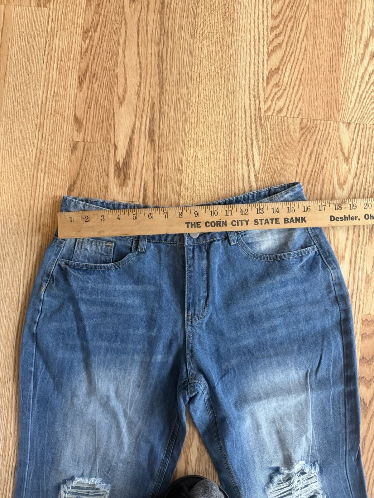 Women's Relaxed Fit Jeans Dark Blue Size Large - Thumbnail 3