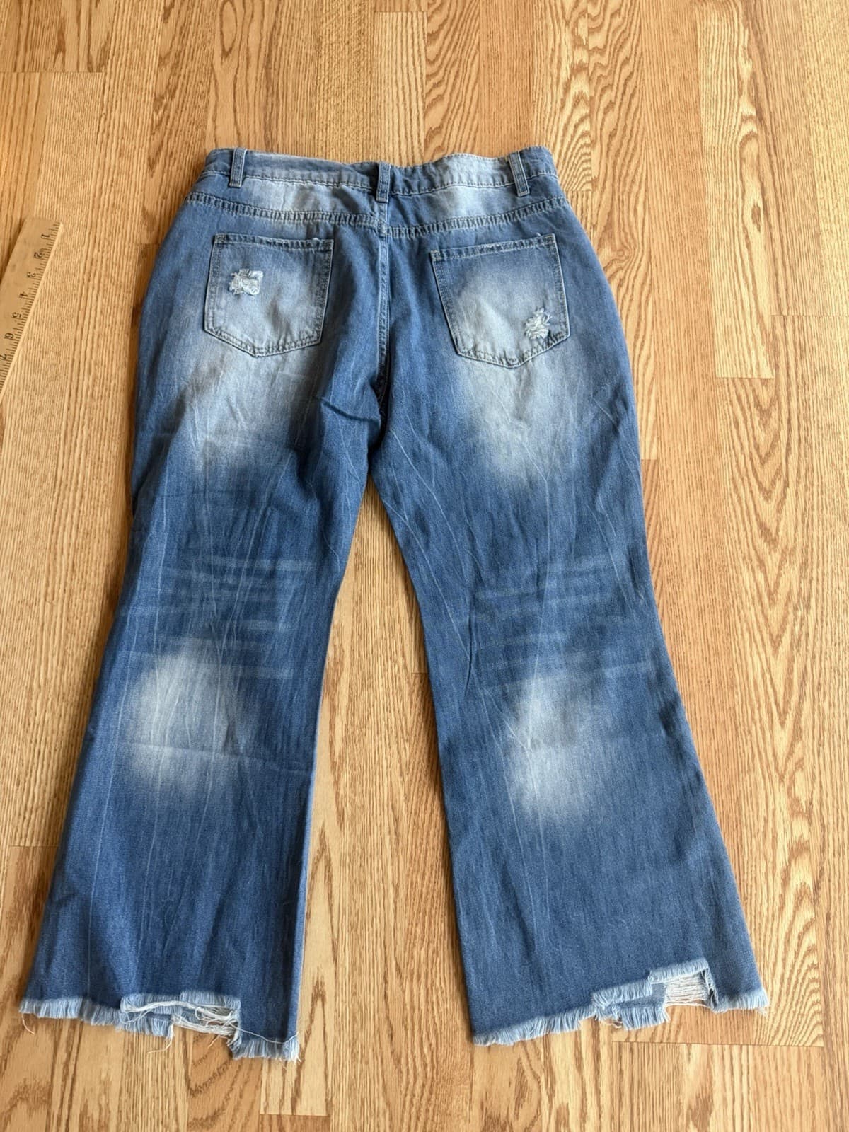 Women's Relaxed Fit Jeans Dark Blue Size Large - Thumbnail 10