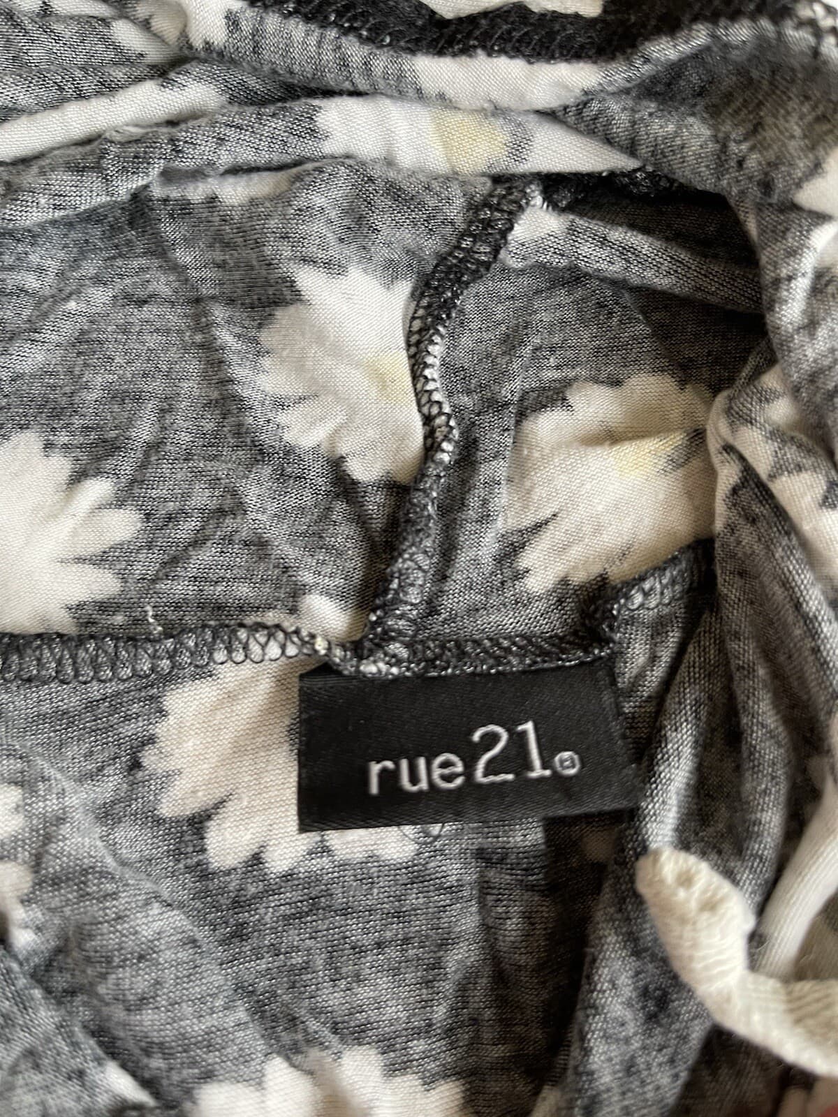 Rue21 black flowered hoodie - Thumbnail 4