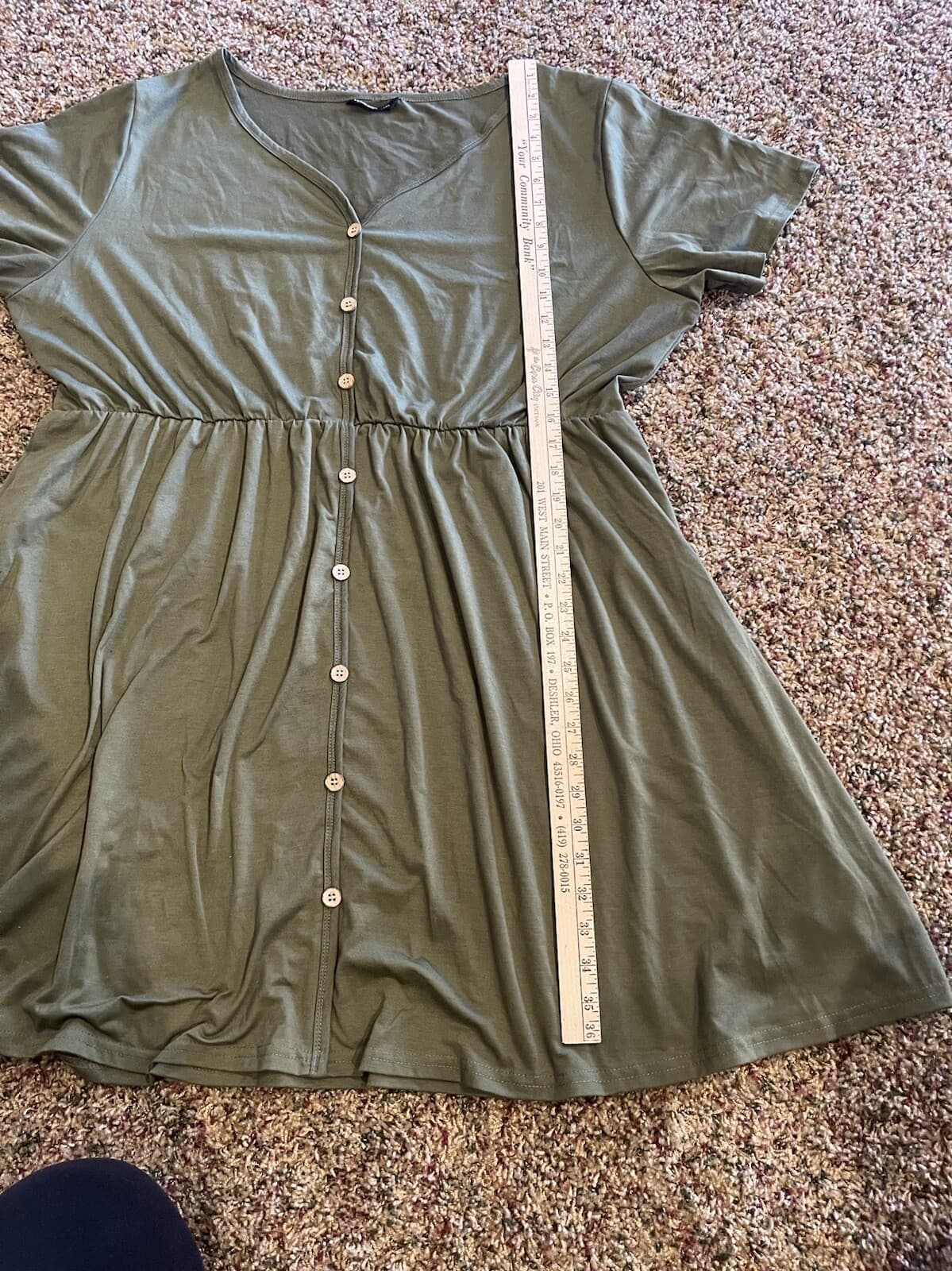 Shein Curve Olive Green button casual dress 4XL - Thumbnail 5