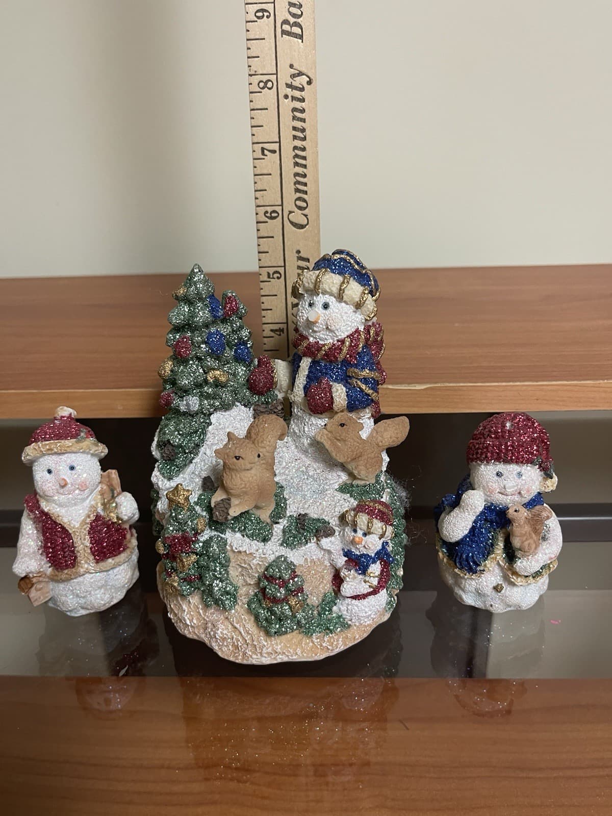 Christmas Glitter Snowman music box 3 piece set - Thumbnail 3