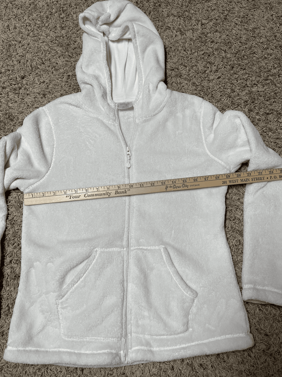 Danskin Now White soft fuzzy zip hooded jacket L/G (12-14) - Thumbnail 3