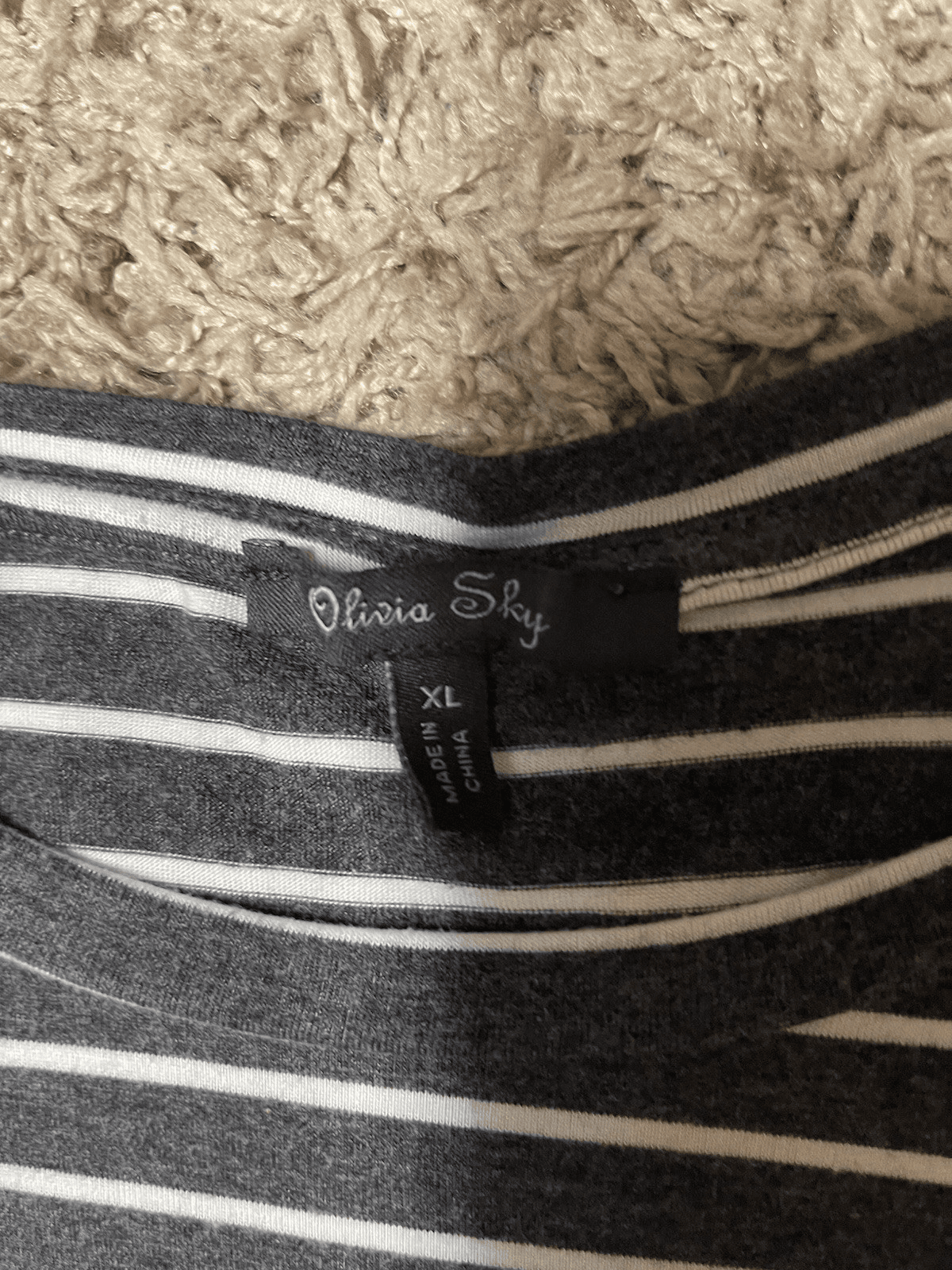 Olivia Sky dark gray white long sleeve striped shirt XL - Thumbnail 2