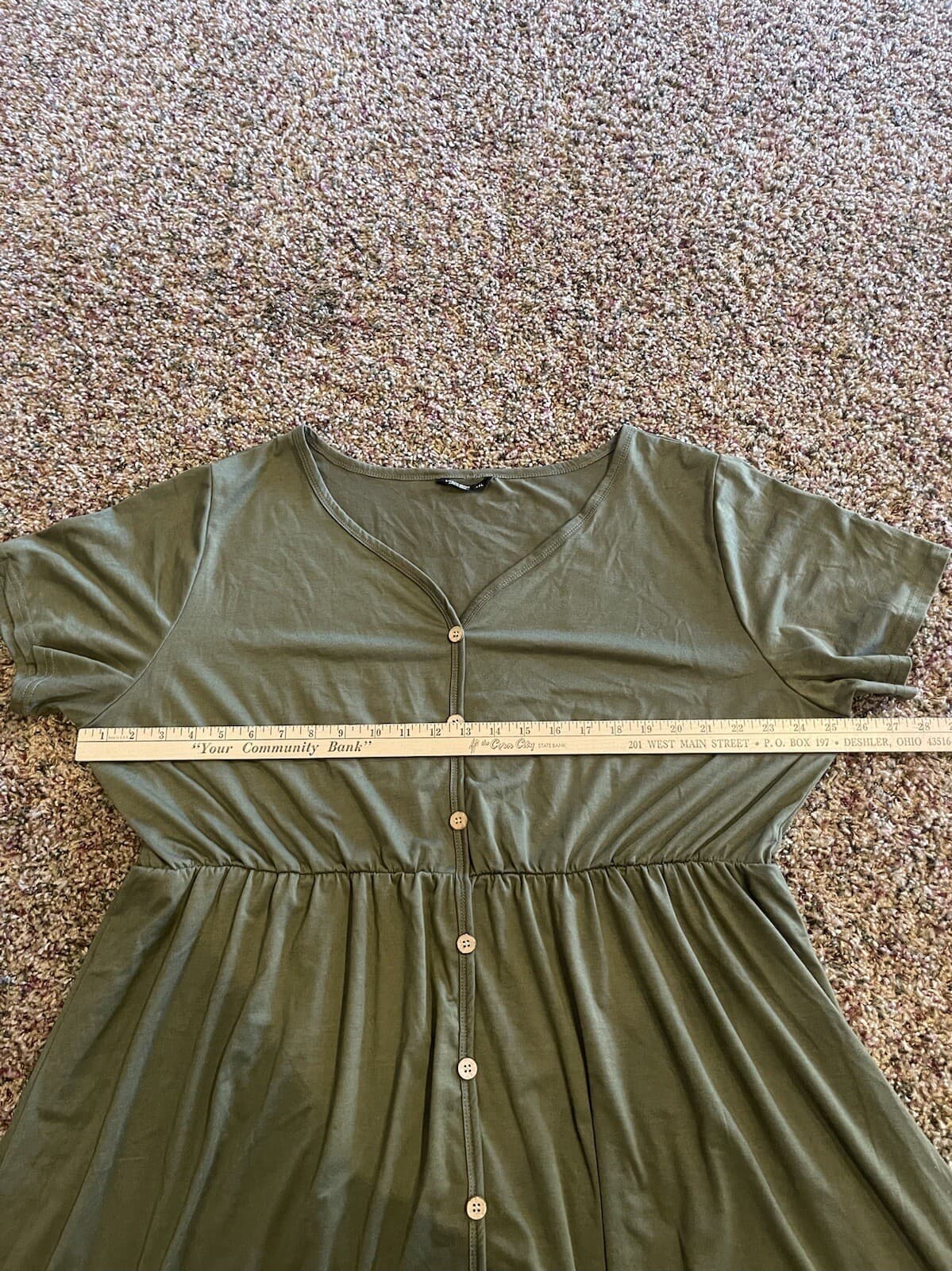 Shein Curve Olive Green button casual dress 4XL - Thumbnail 3