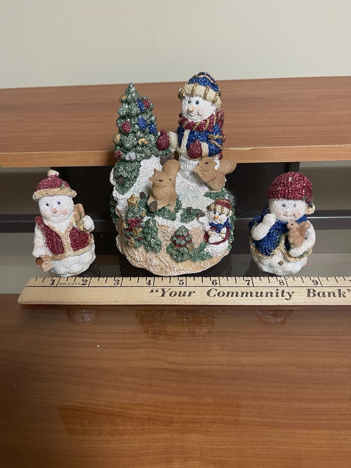 Christmas Glitter Snowman music box 3 piece set - Thumbnail 4