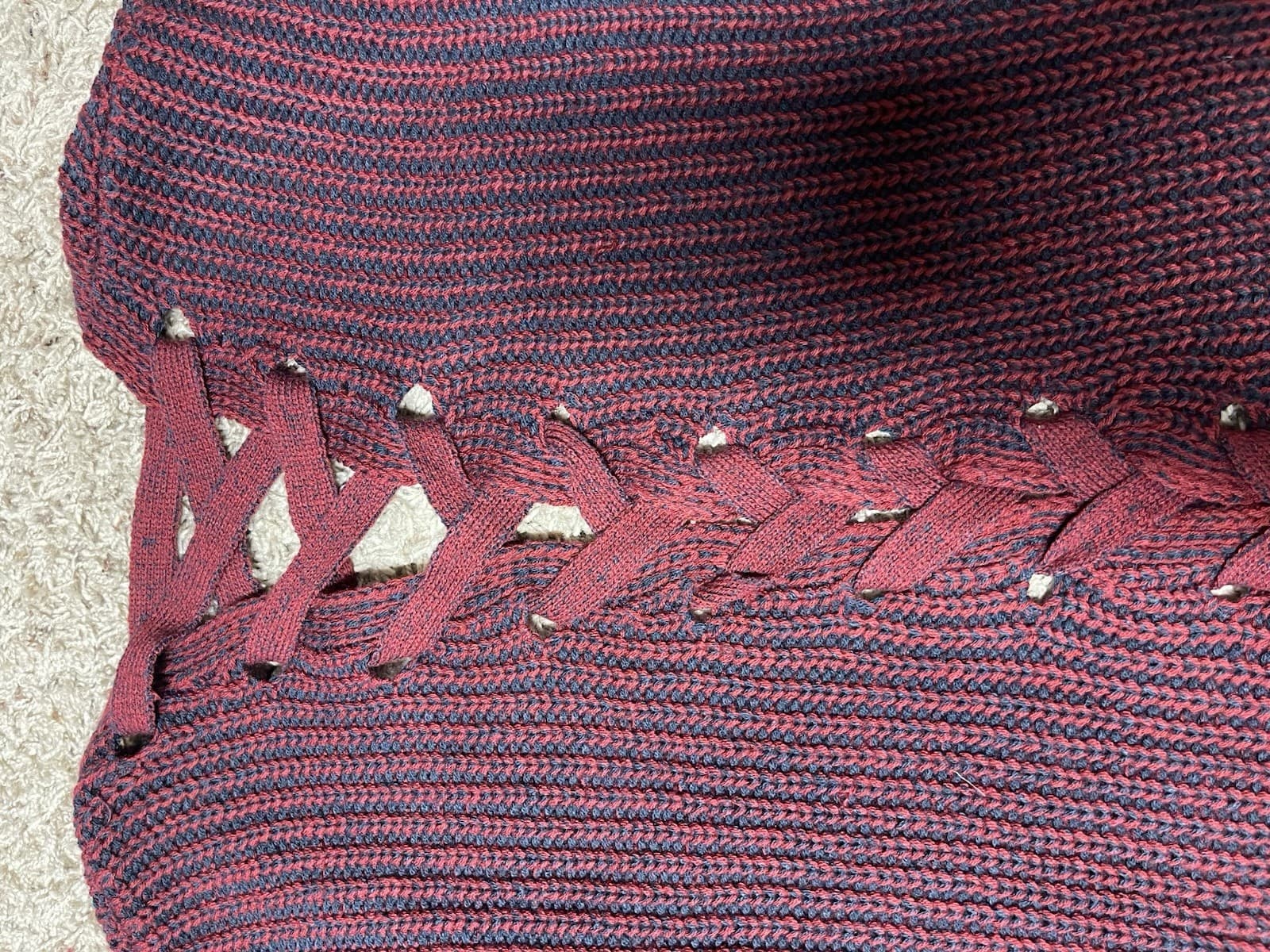 Rue21 cute lace up back red blue cardigan M - Thumbnail 6