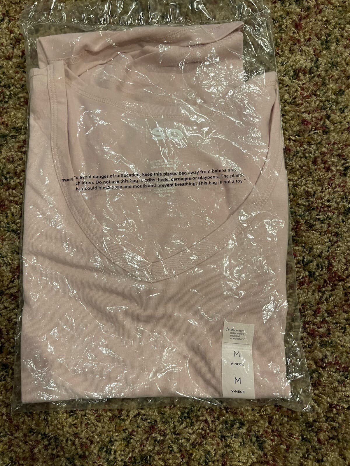 SO Long Sleeve V-Neck Tee pale pink Med or Large - Thumbnail 2