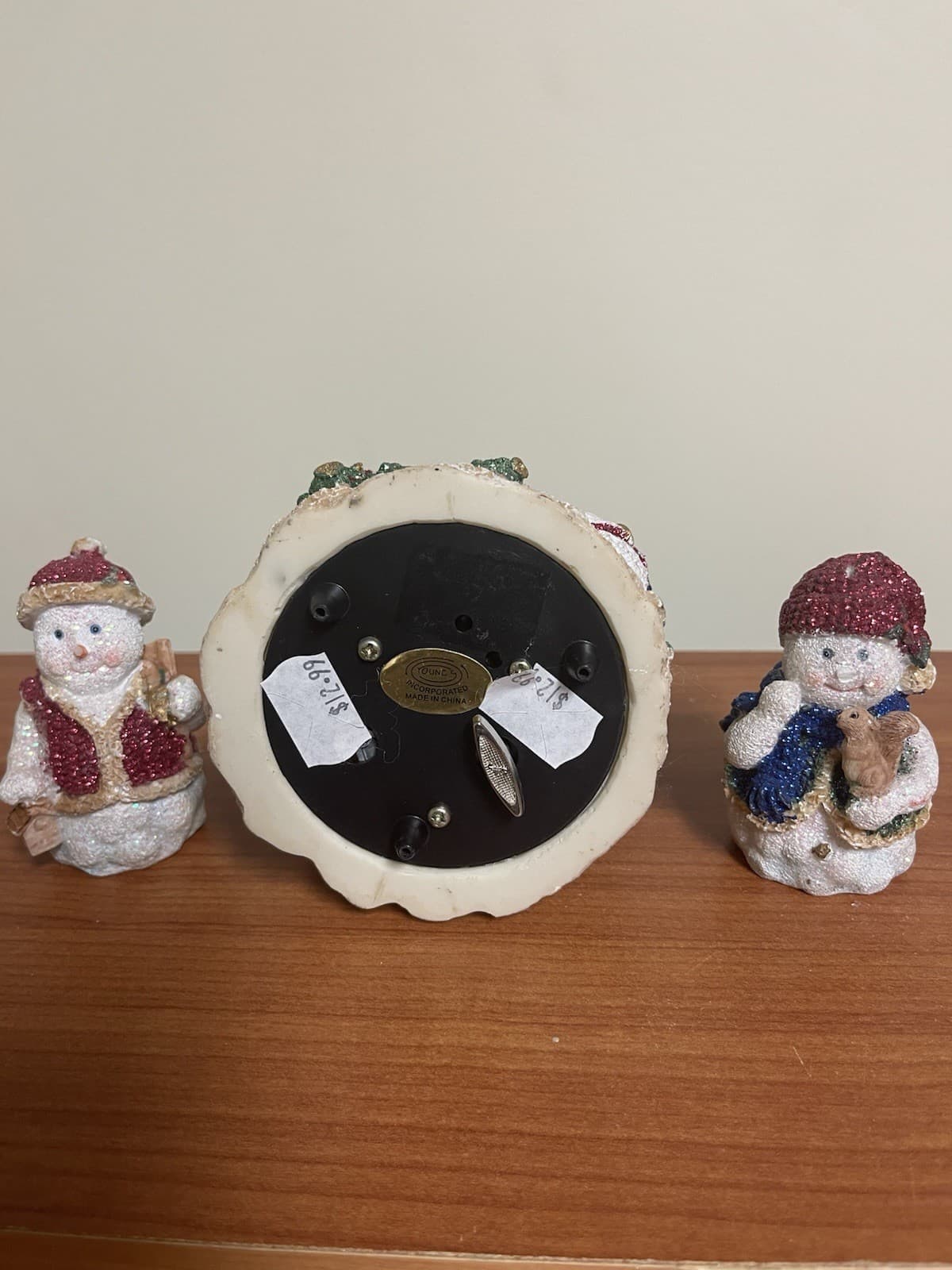 Christmas Glitter Snowman music box 3 piece set - Thumbnail 2