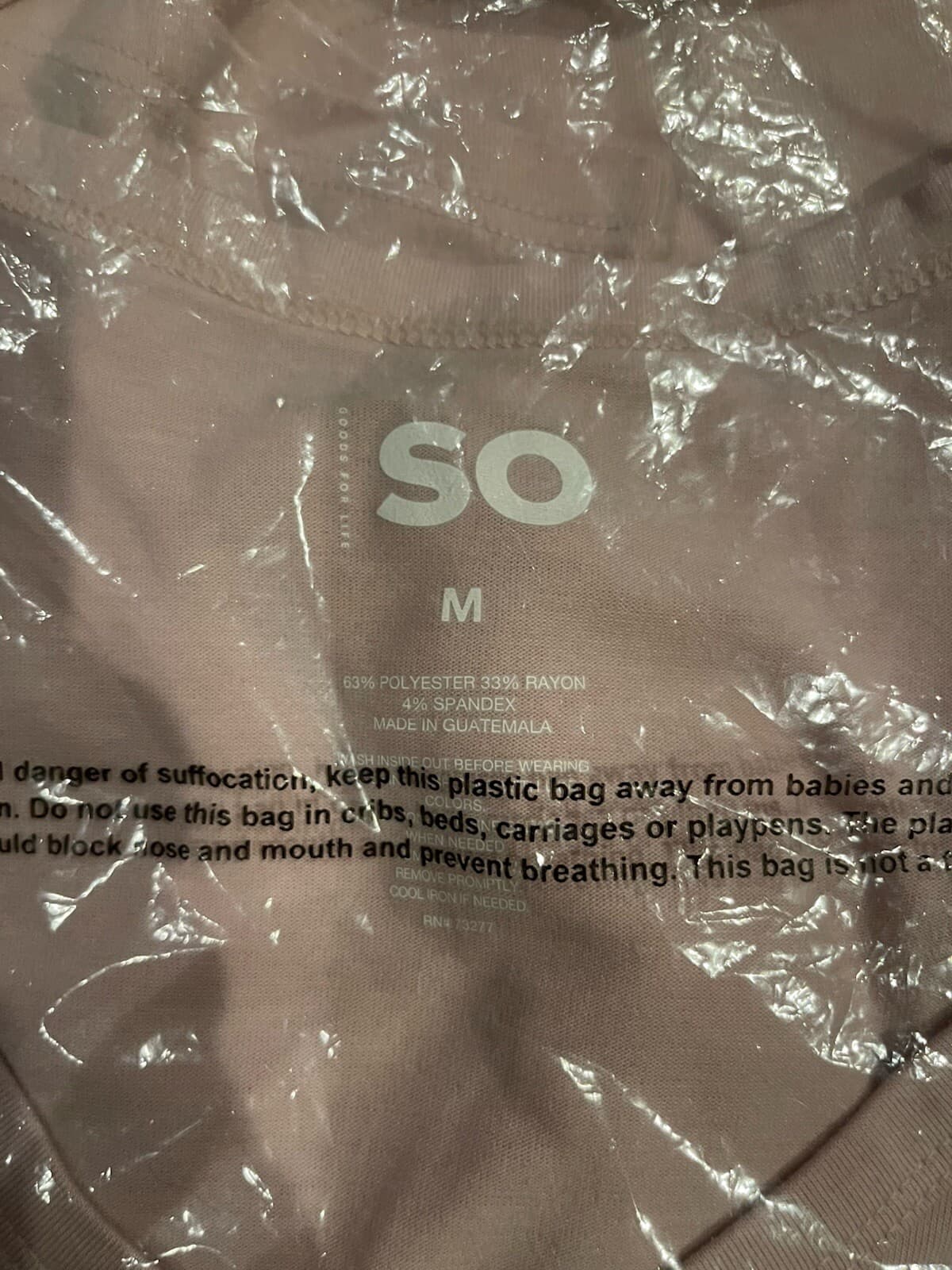 SO Long Sleeve V-Neck Tee pale pink Med or Large - Thumbnail 3