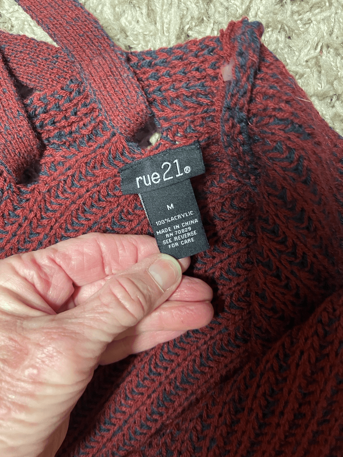 Rue21 cute lace up back red blue cardigan M - Thumbnail 4