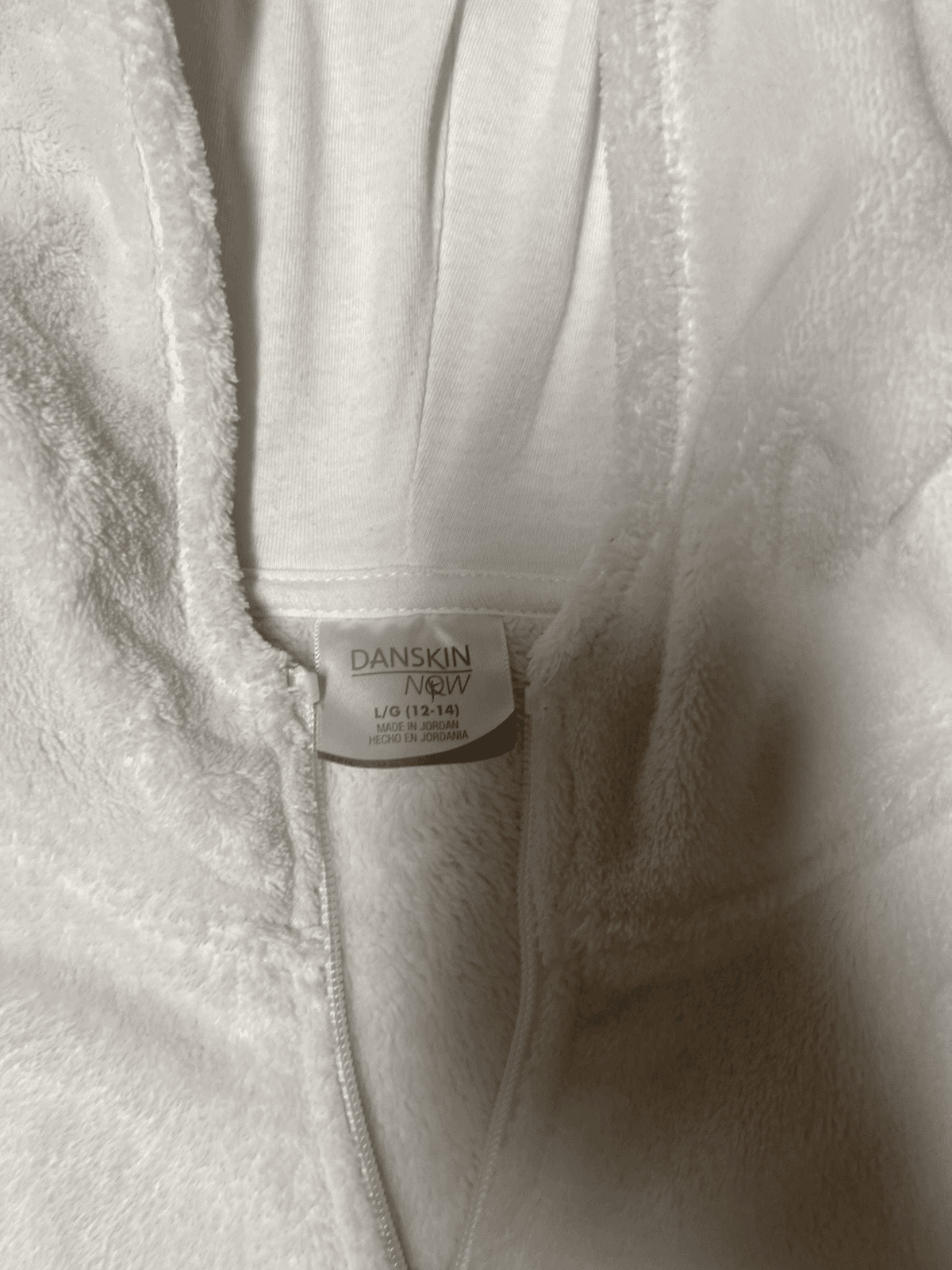 Danskin Now White soft fuzzy zip hooded jacket L/G (12-14) - Thumbnail 2