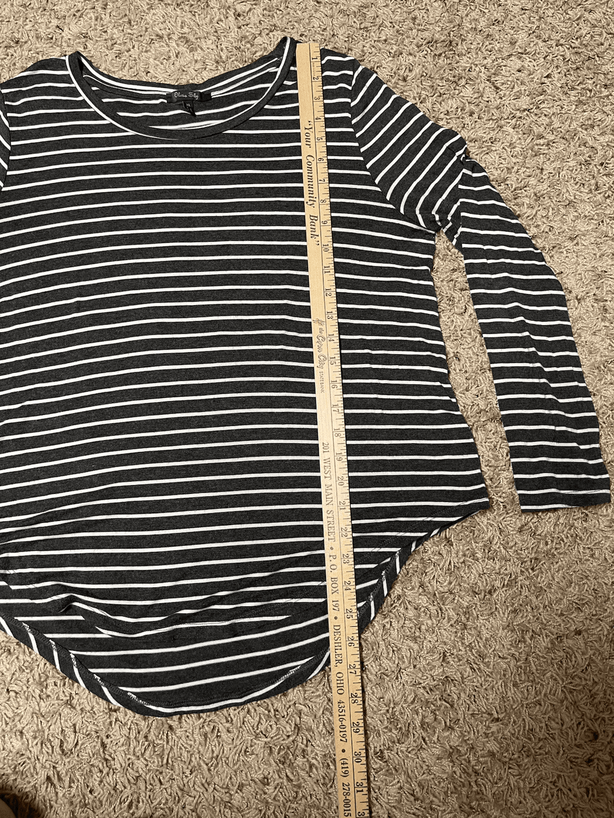 Olivia Sky dark gray white long sleeve striped shirt XL - Thumbnail 4