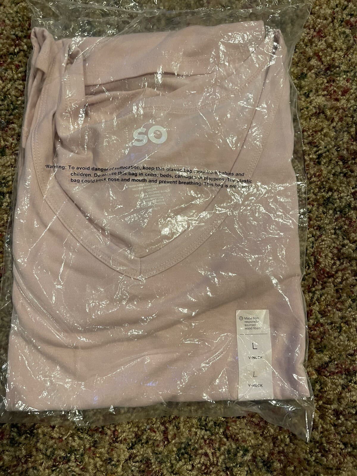 SO Long Sleeve V-Neck Tee pale pink Med or Large - Thumbnail 6