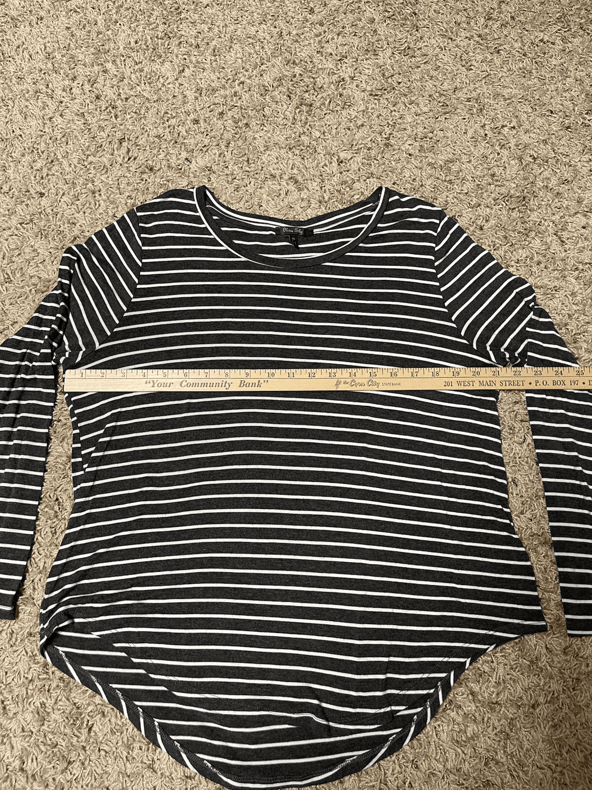 Olivia Sky dark gray white long sleeve striped shirt XL - Thumbnail 3