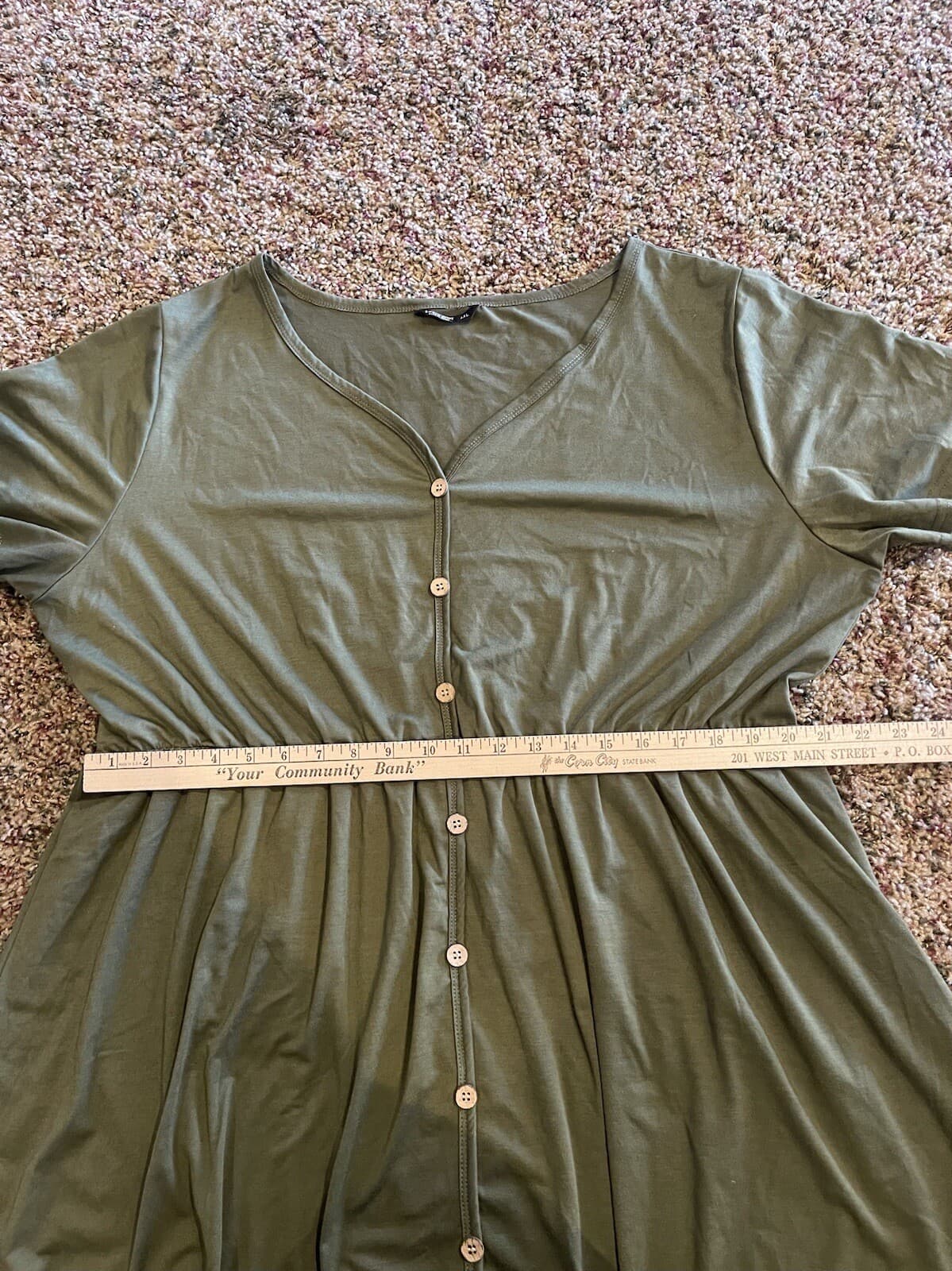 Shein Curve Olive Green button casual dress 4XL - Thumbnail 4