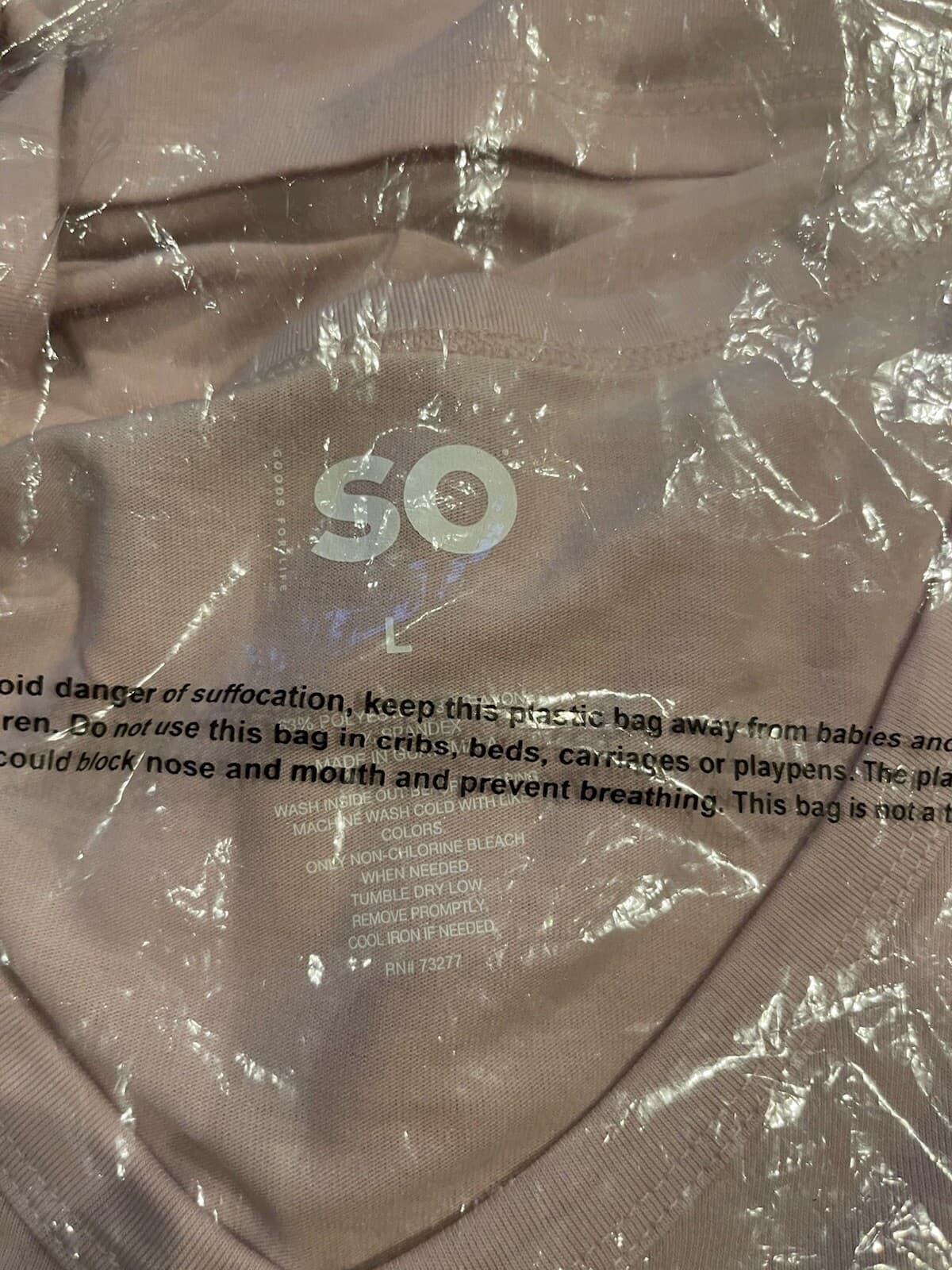 SO Long Sleeve V-Neck Tee pale pink Med or Large - Thumbnail 7